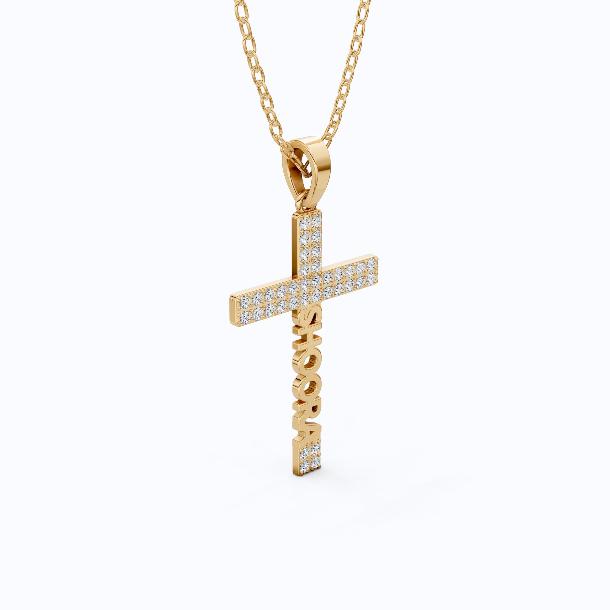 Personalized Name Cross Pendant in 14k Solid Gold, 0.36 TCW Round Cut Lab Created Diamonds, Anniversary Gift for Her, Faith Jewelry