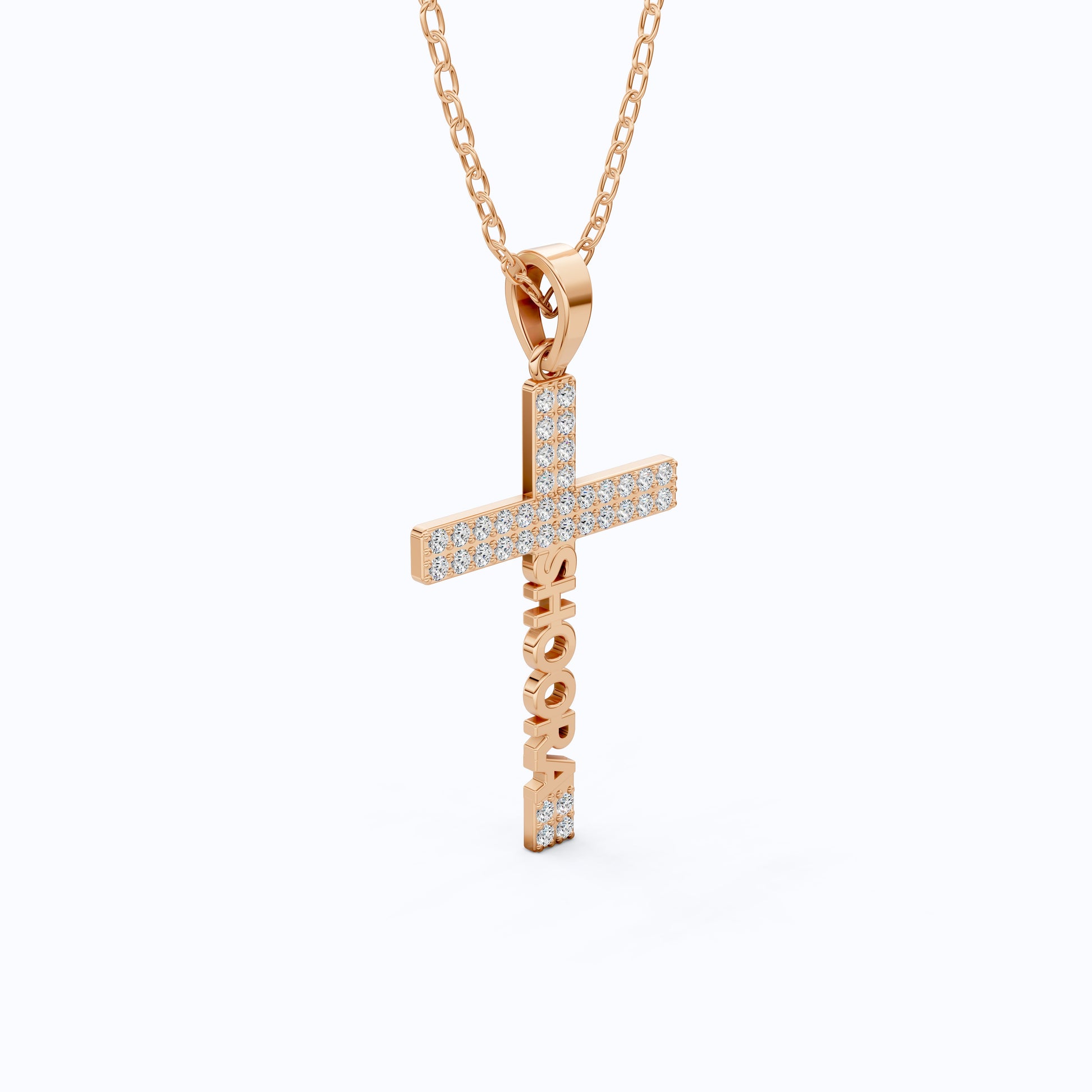 Personalized Name Cross Pendant in 14k Solid Gold, 0.36 TCW Round Cut Lab Created Diamonds, Anniversary Gift for Her, Faith Jewelry