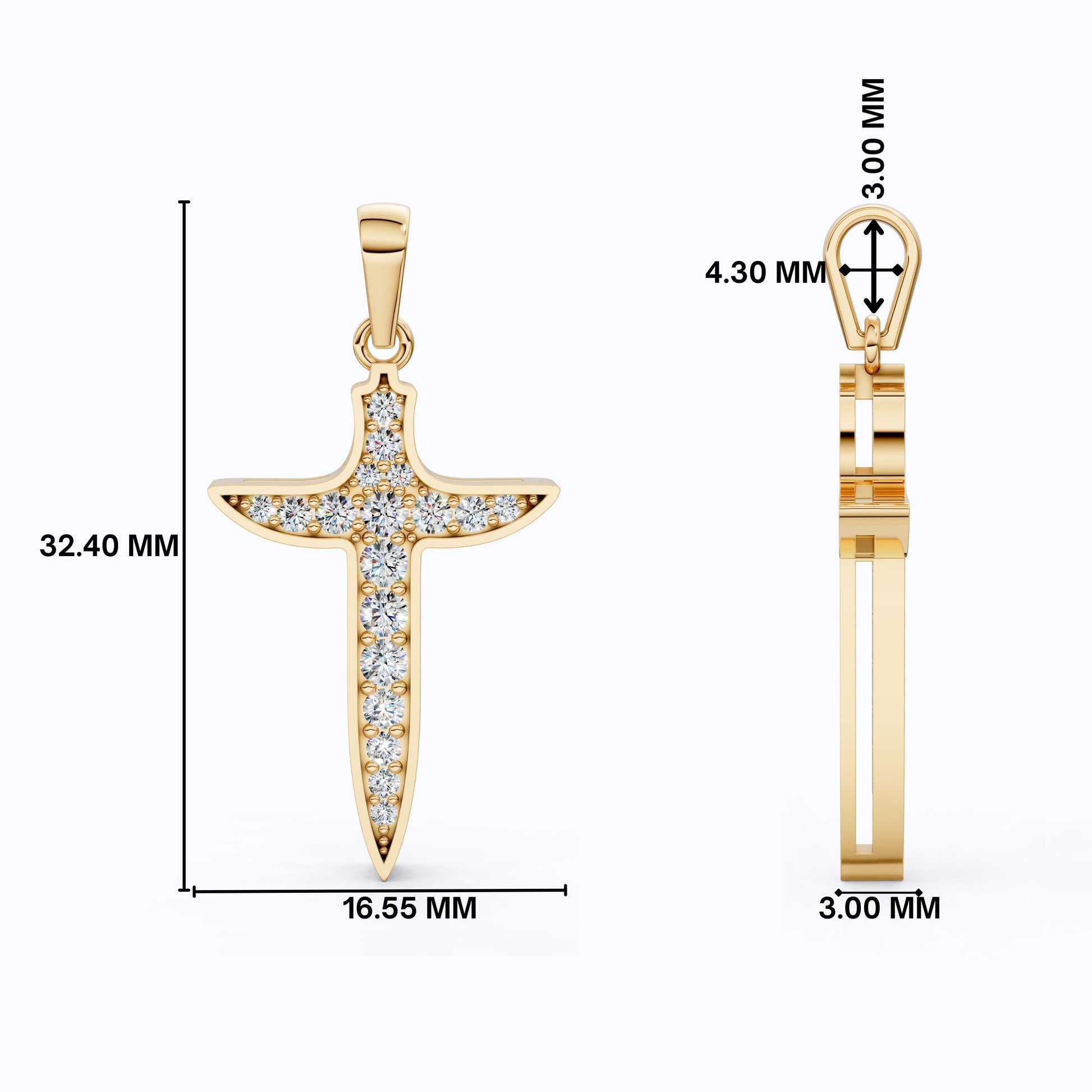 Artistic Arrow Cross Pendant in 14k Solid Gold, 0.47 TCW Round Cut Lab Diamonds, Holiday Gift Jewelry, Gift For Her