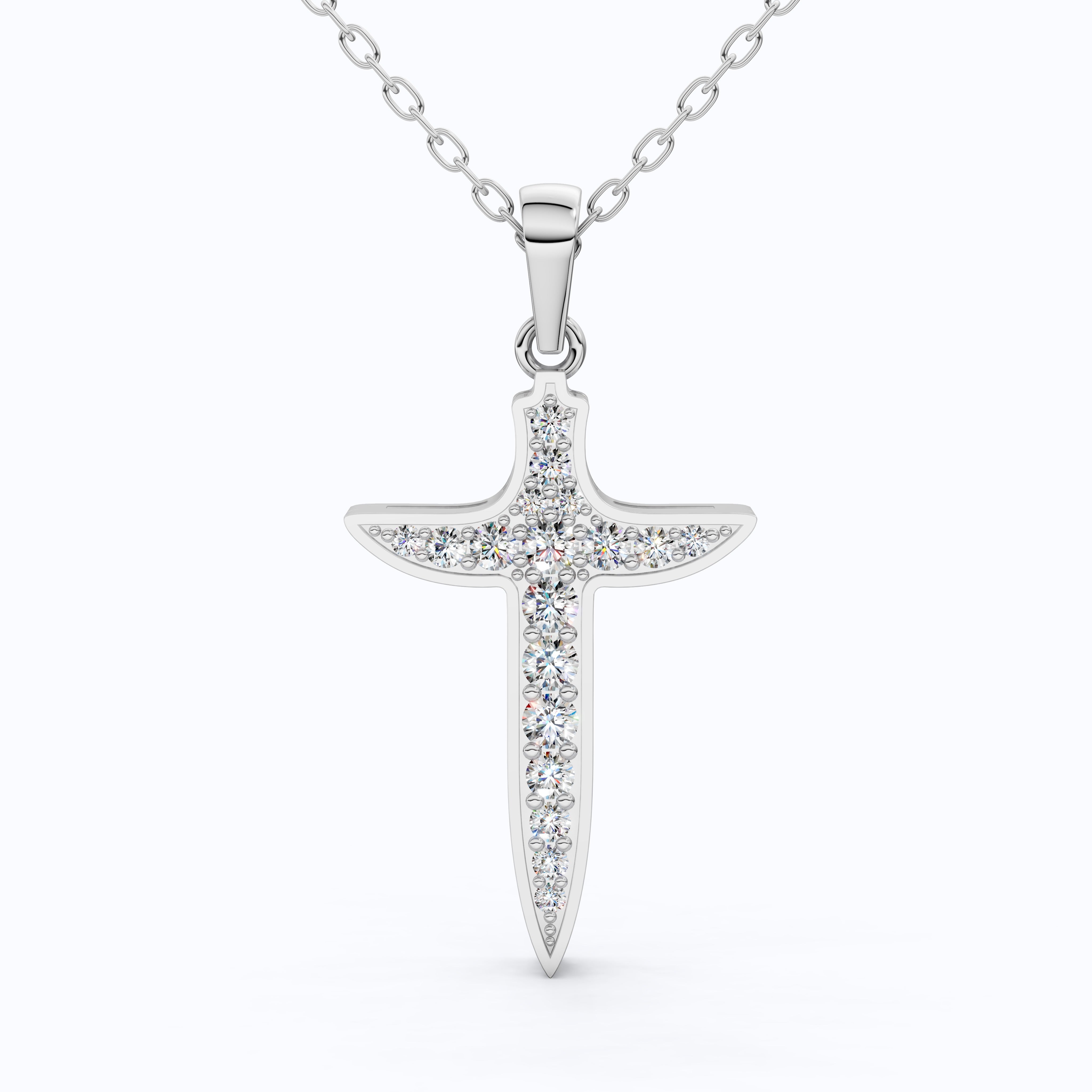 Artistic Arrow Cross Pendant in 14k Solid Gold, 0.47 TCW Round Cut Lab Diamonds, Holiday Gift Jewelry, Gift For Her