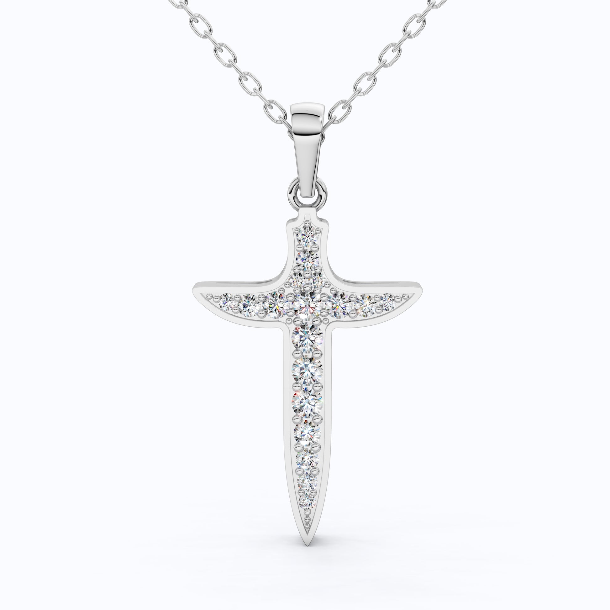 Artistic Arrow Cross Pendant in 14k Solid Gold, 0.47 TCW Round Cut Lab Diamonds, Holiday Gift Jewelry, Gift For Her