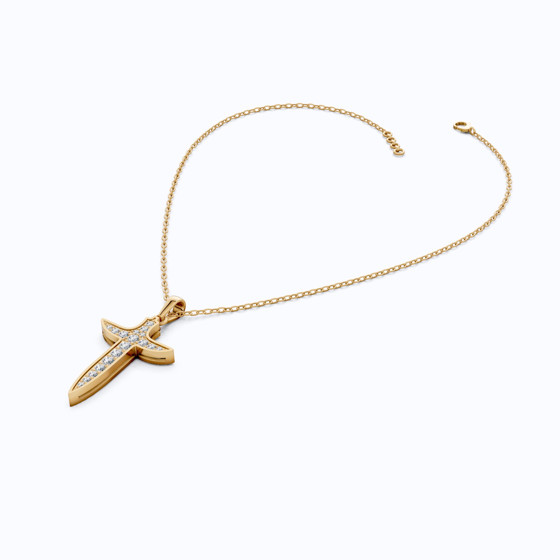 Artistic Arrow Cross Pendant in 14k Solid Gold, 0.47 TCW Round Cut Lab Diamonds, Holiday Gift Jewelry, Gift For Her