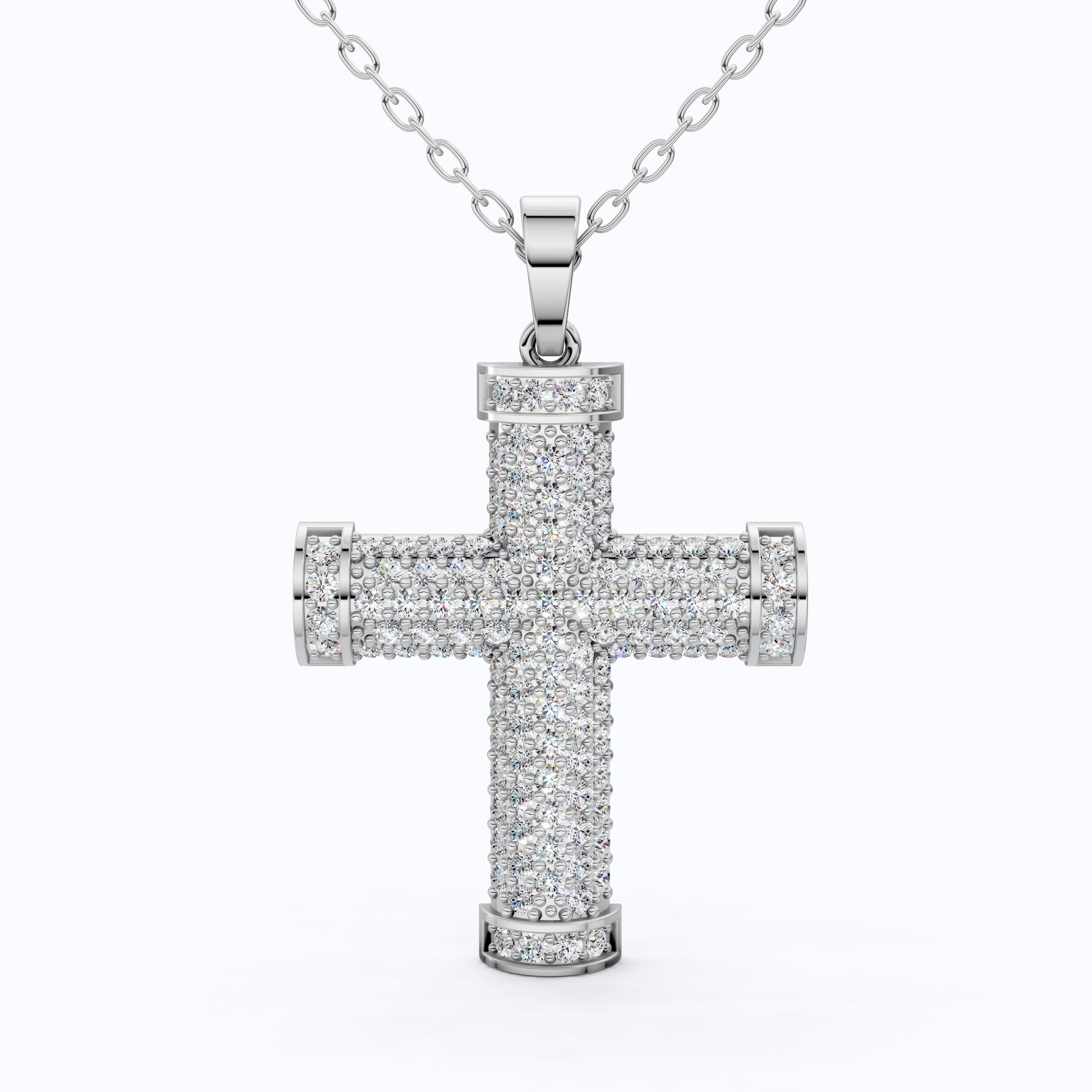 3D Pave Cross Pendant in 14k solid Gold, 1.15 TCW Round Cut Lab Grown Diamond, Christian Gift for Her
