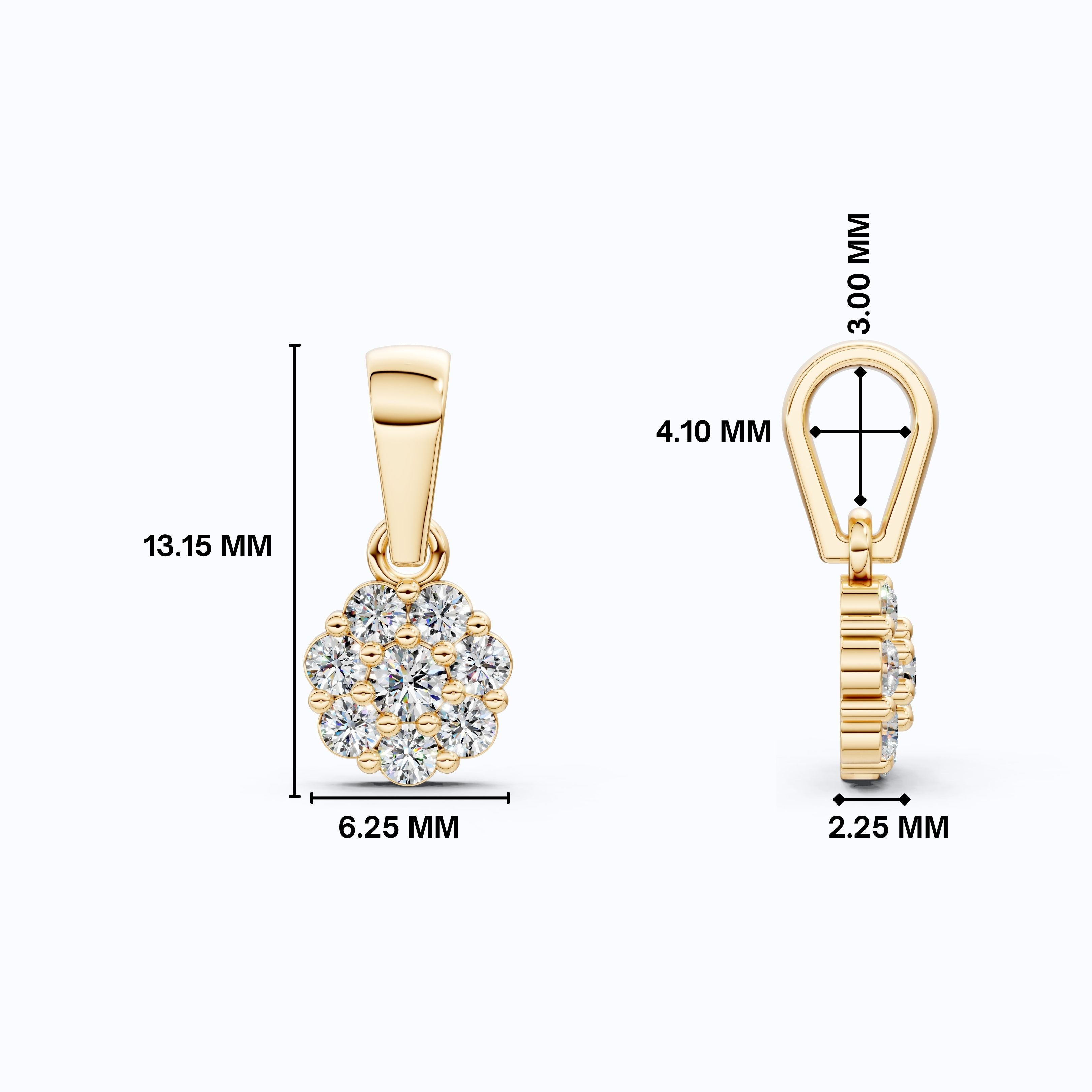 Timeless Floral Cluster Pendant in 14K Solid Gold, 0.23 TCW Round Cut Lab Created Diamonds, Birthday Gift for Her, Everyday Wear Pendant
