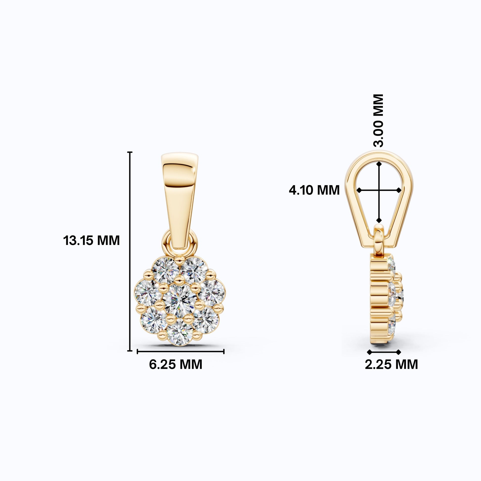 Timeless Floral Cluster Pendant in 14K Solid Gold, 0.23 TCW Round Cut Lab Created Diamonds, Birthday Gift for Her, Everyday Wear Pendant