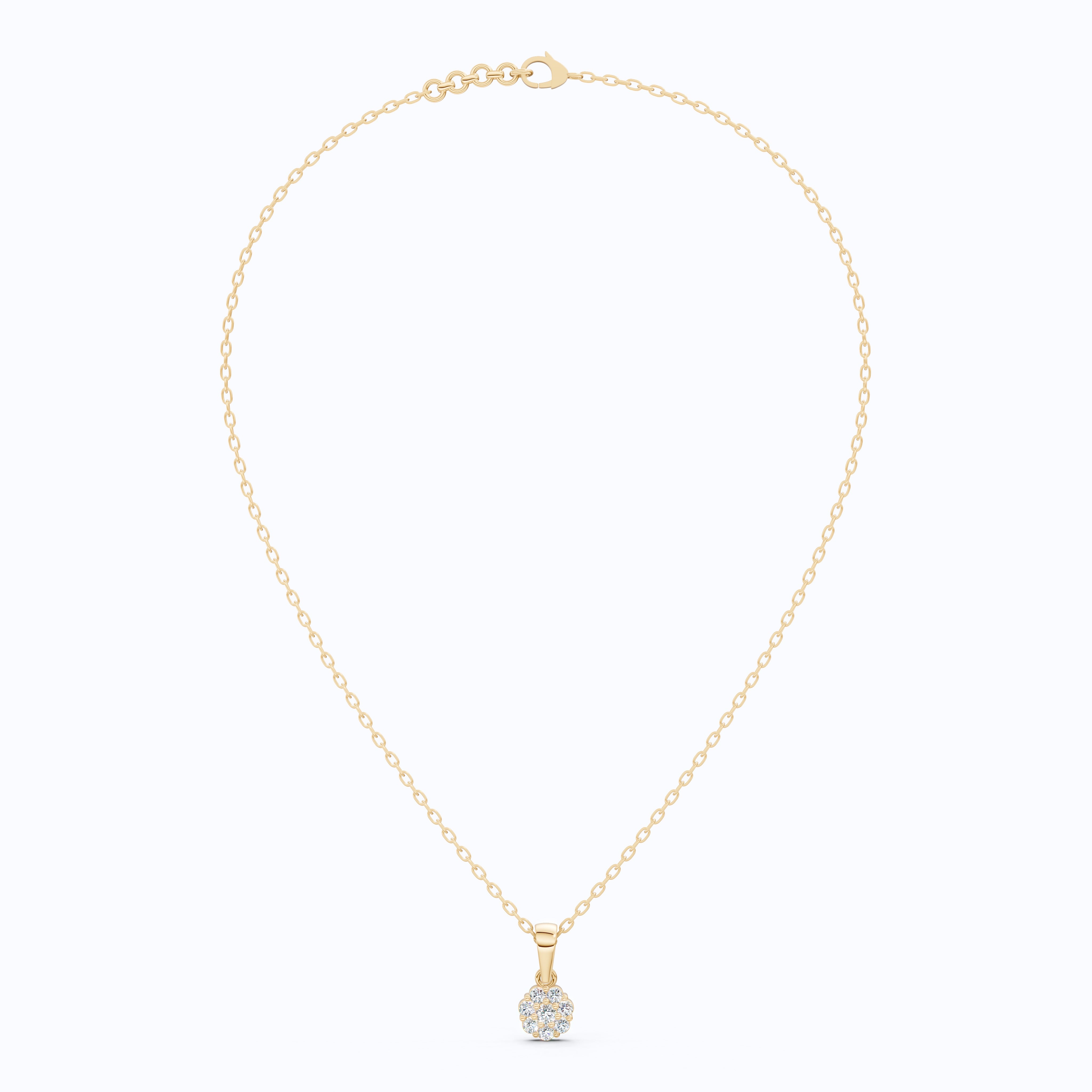 Timeless Floral Cluster Pendant in 14K Solid Gold, 0.23 TCW Round Cut Lab Created Diamonds, Birthday Gift for Her, Everyday Wear Pendant
