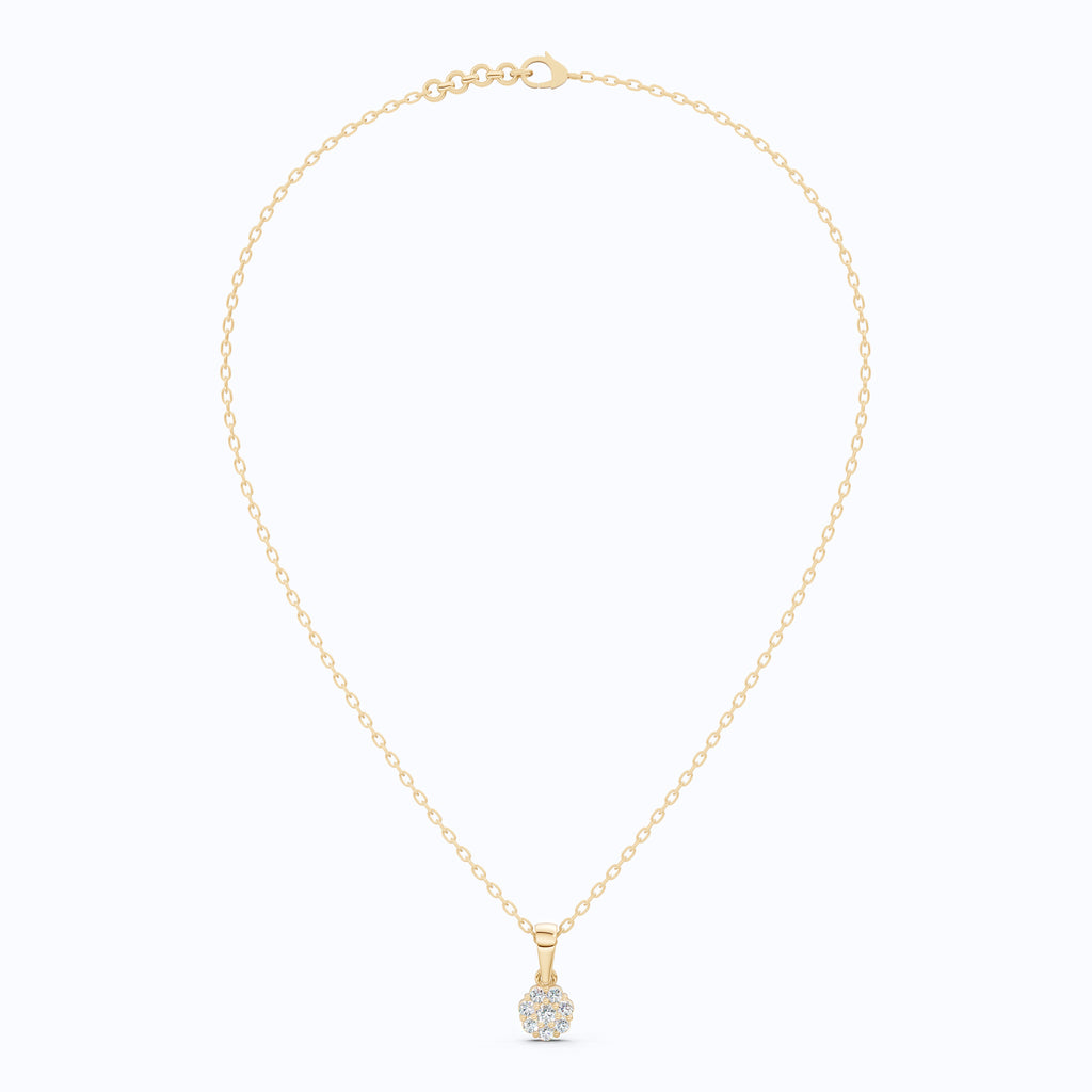 Timeless Floral Cluster Pendant in 14K Solid Gold, 0.23 TCW Round Cut Lab Created Diamonds, Birthday Gift for Her, Everyday Wear Pendant