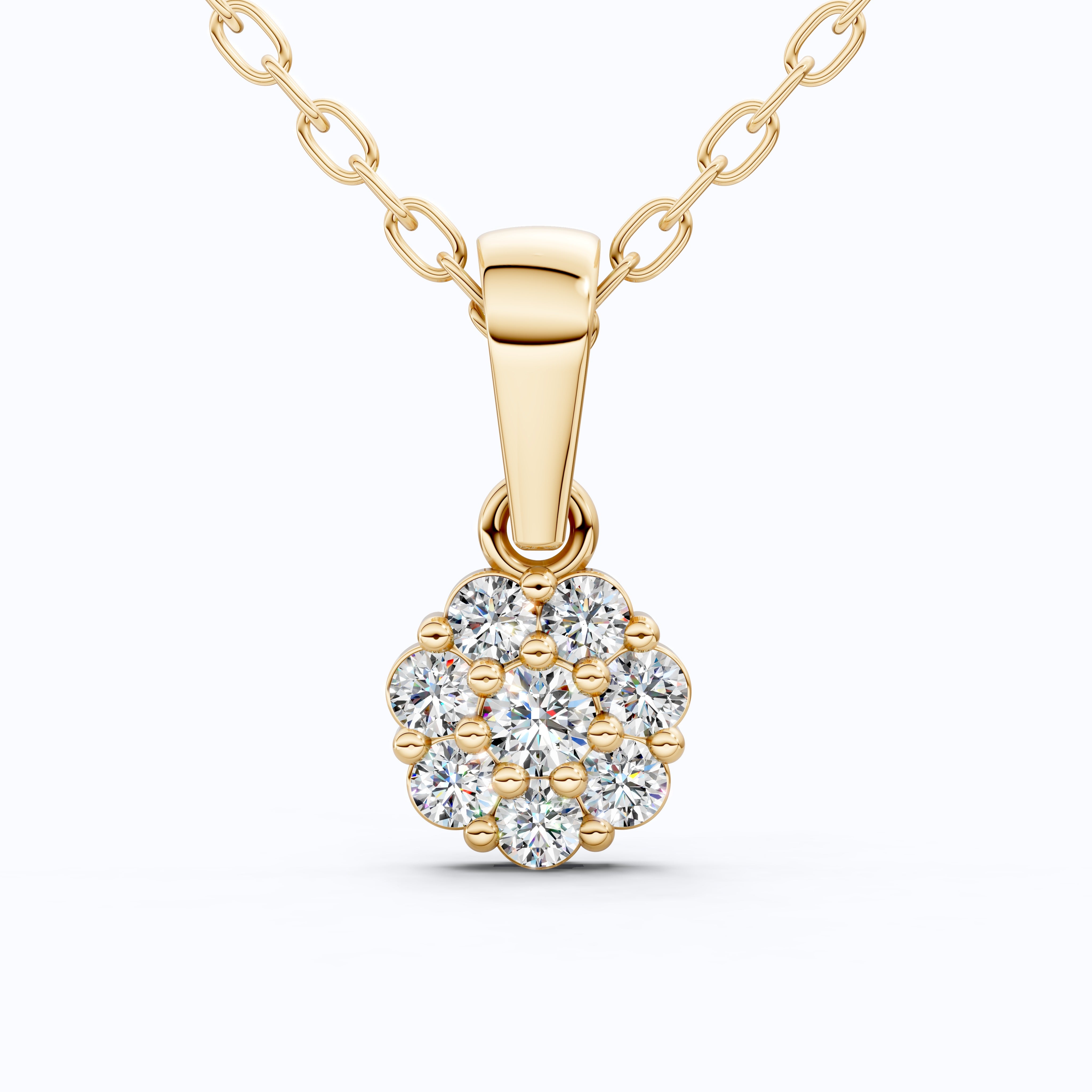 Timeless Floral Cluster Pendant in 14K Solid Gold, 0.23 TCW Round Cut Lab Created Diamonds, Birthday Gift for Her, Everyday Wear Pendant