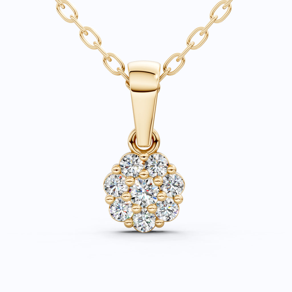 Timeless Floral Cluster Pendant in 14K Solid Gold, 0.23 TCW Round Cut Lab Created Diamonds, Birthday Gift for Her, Everyday Wear Pendant