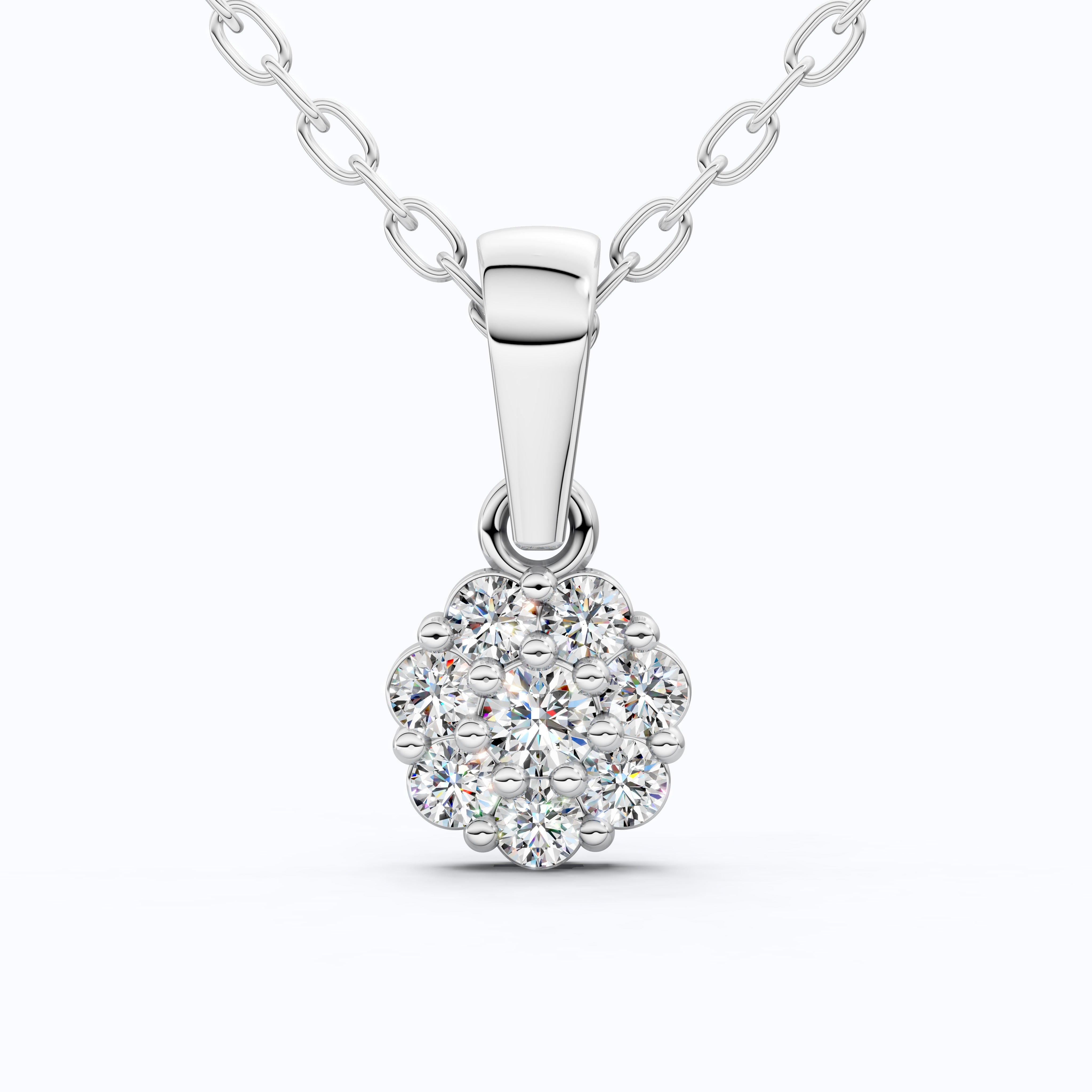 Timeless Floral Cluster Pendant in 14K Solid Gold, 0.23 TCW Round Cut Lab Created Diamonds, Birthday Gift for Her, Everyday Wear Pendant