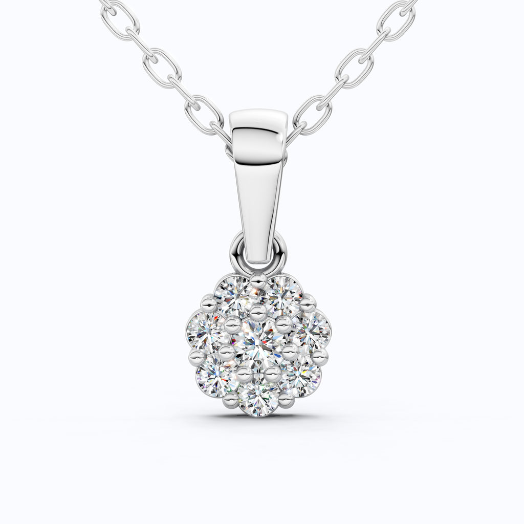 Timeless Floral Cluster Pendant in 14K Solid Gold, 0.23 TCW Round Cut Lab Created Diamonds, Birthday Gift for Her, Everyday Wear Pendant