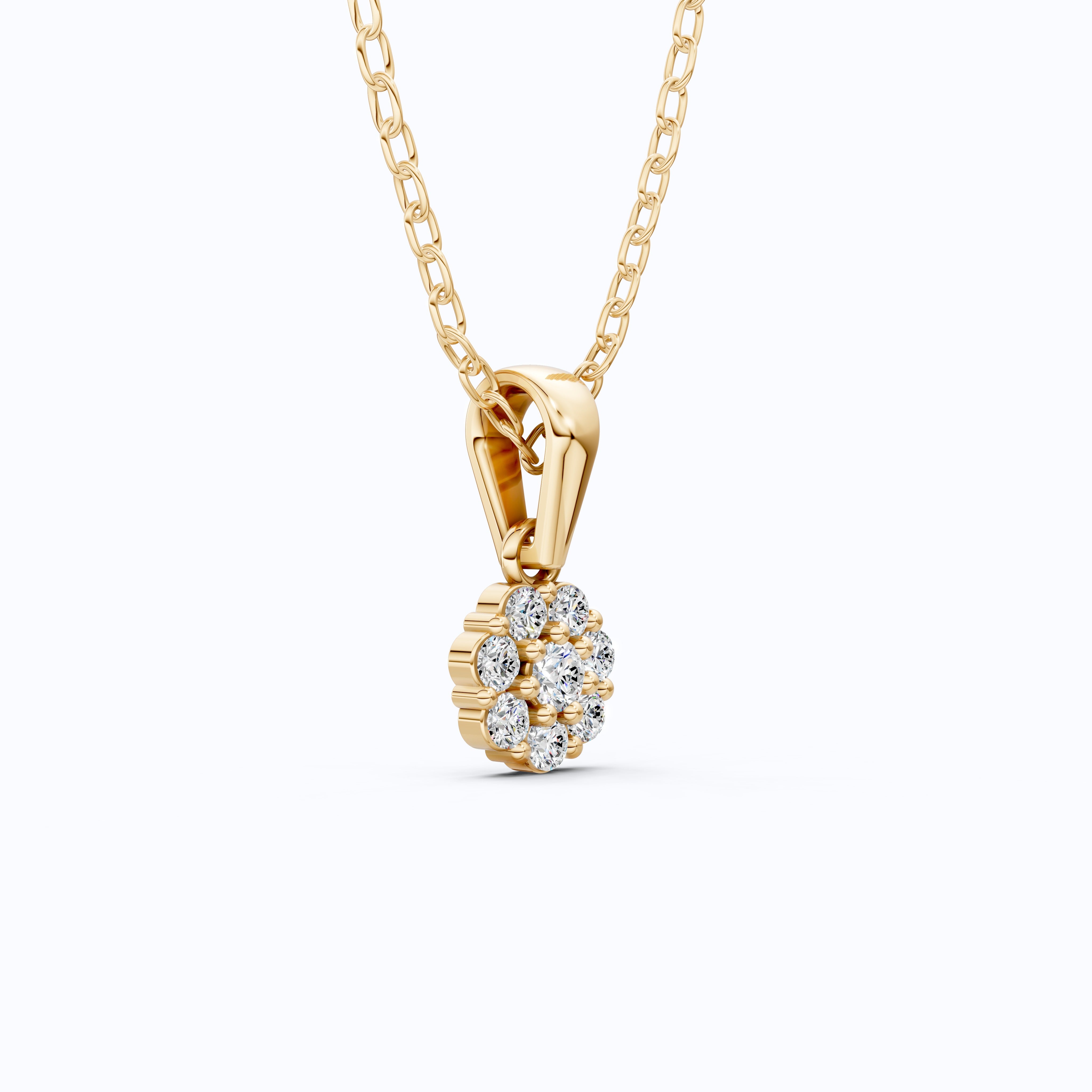 Timeless Floral Cluster Pendant in 14K Solid Gold, 0.23 TCW Round Cut Lab Created Diamonds, Birthday Gift for Her, Everyday Wear Pendant