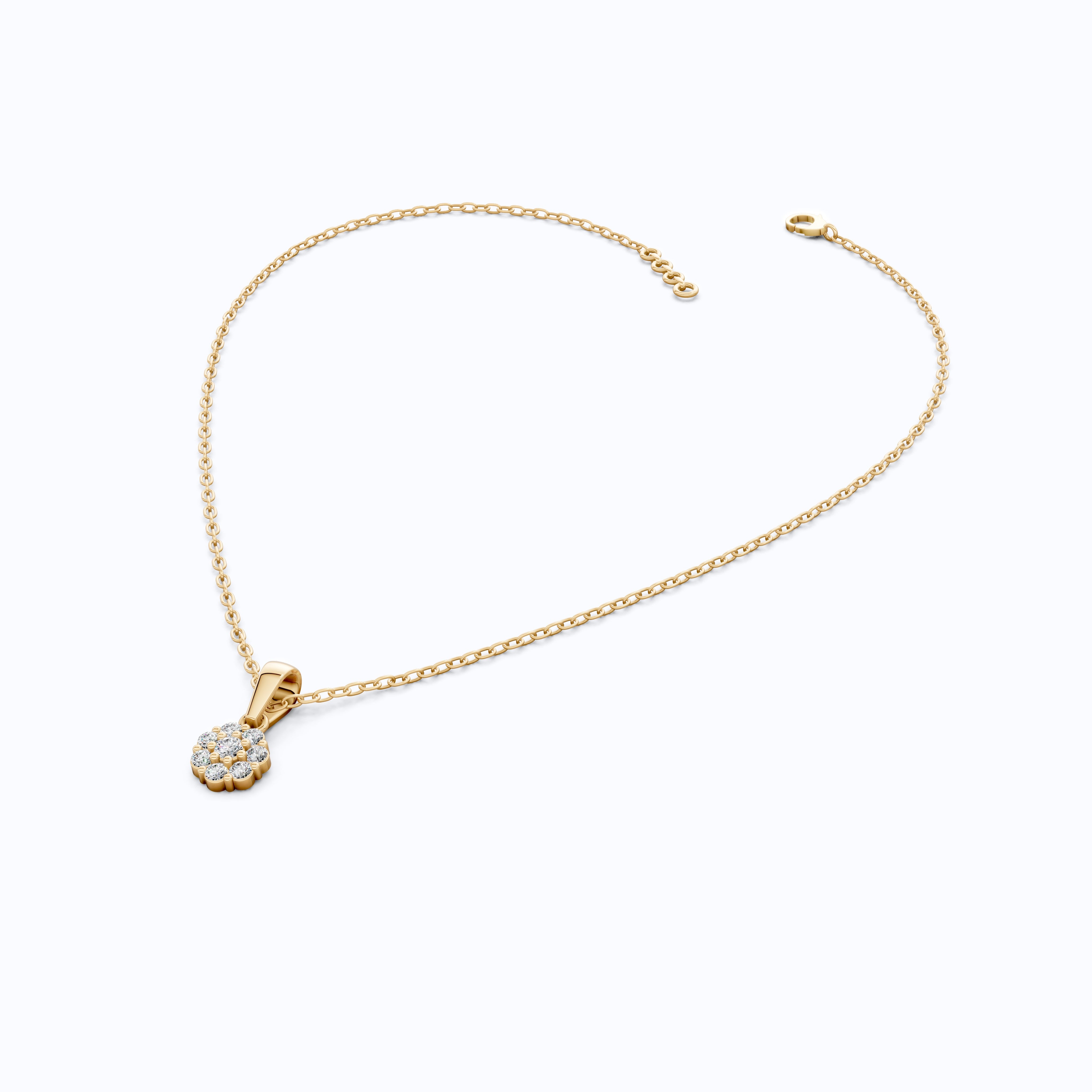 Timeless Floral Cluster Pendant in 14K Solid Gold, 0.23 TCW Round Cut Lab Created Diamonds, Birthday Gift for Her, Everyday Wear Pendant