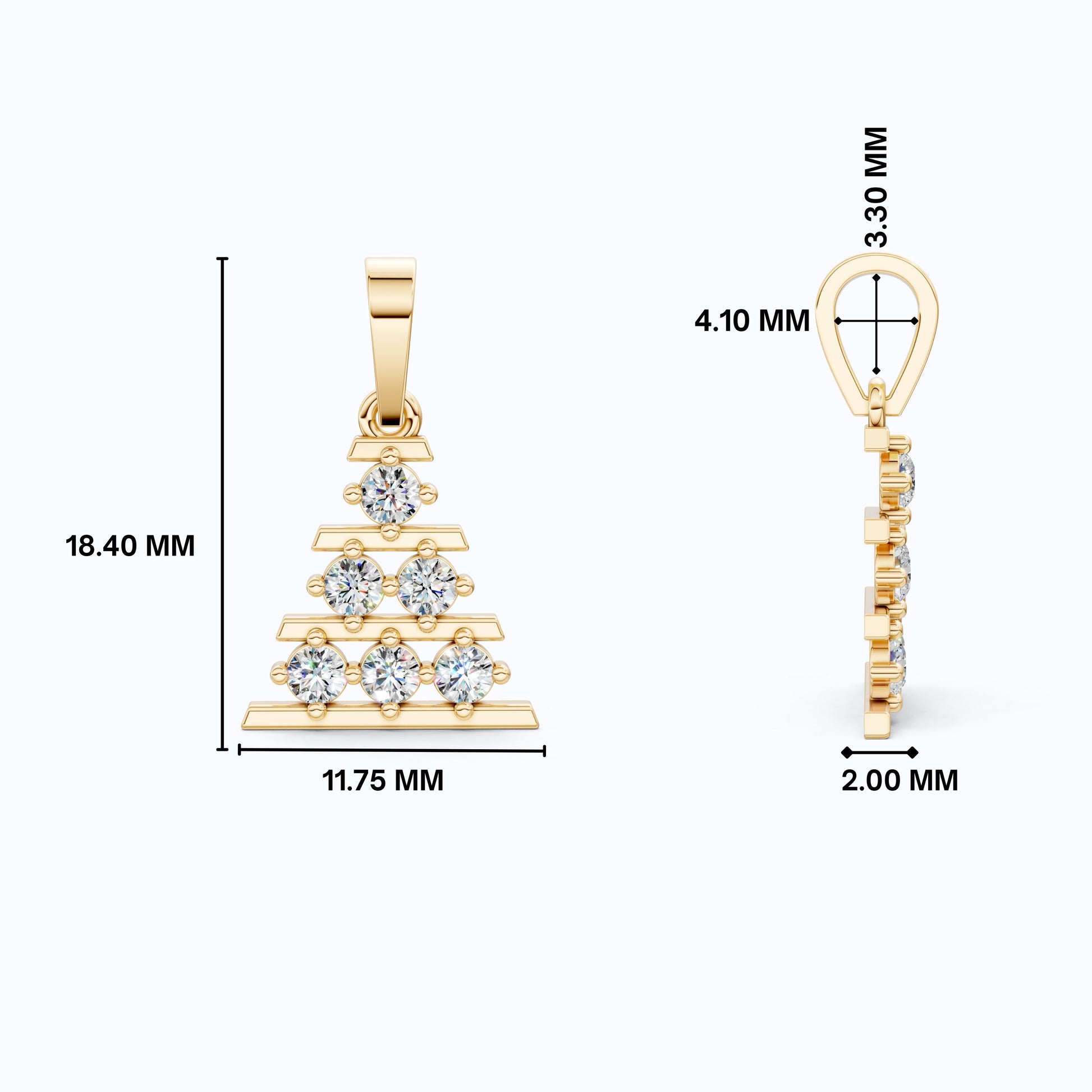 Minimalist Christmas Tree Cluster Pendant in Lab Diamond – 14k Solid Gold, Birthday Gift for Her, Unique Everyday Jewelry, Tiny Pendant