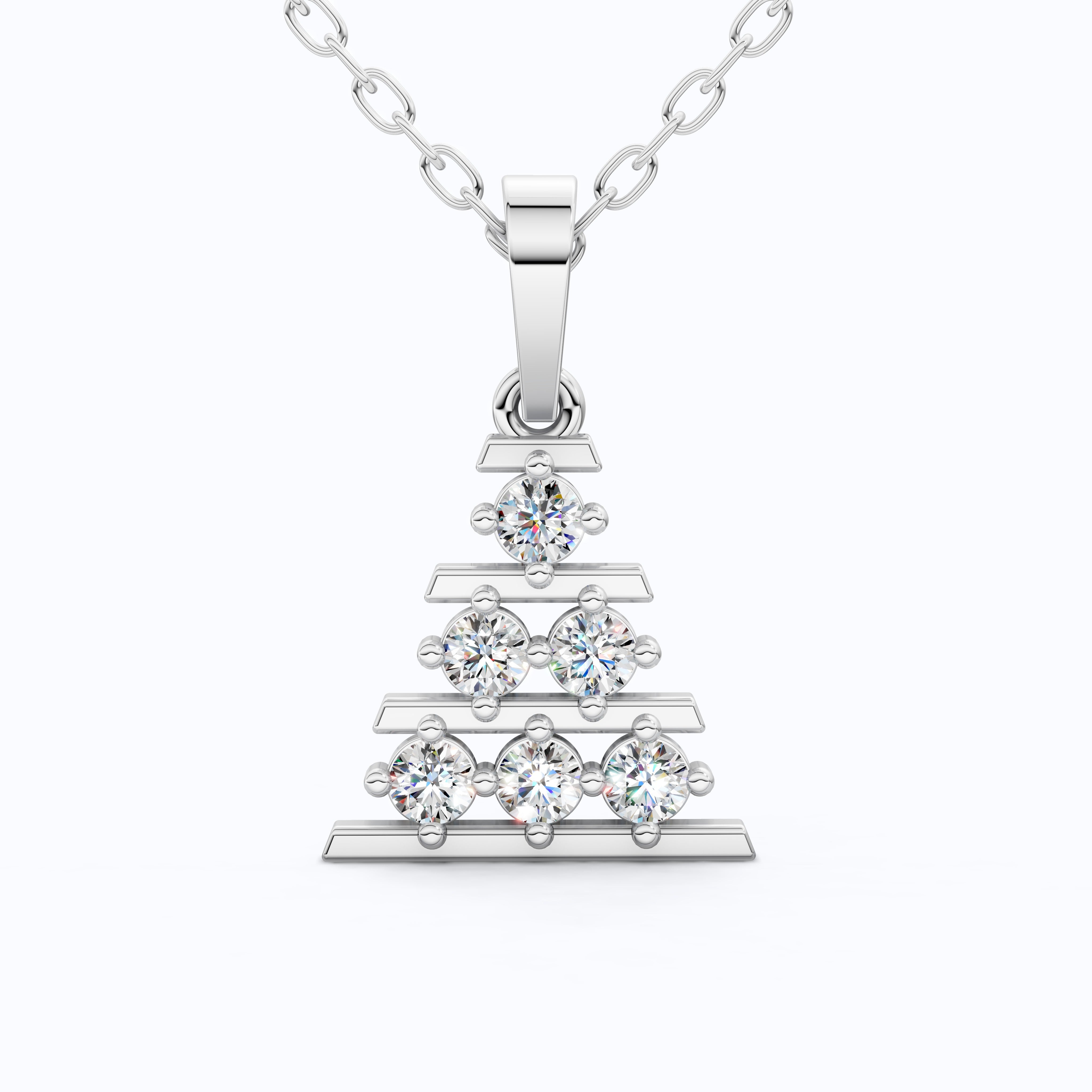Minimalist Christmas Tree Cluster Pendant in Lab Diamond – 14k Solid Gold, Birthday Gift for Her, Unique Everyday Jewelry, Tiny Pendant
