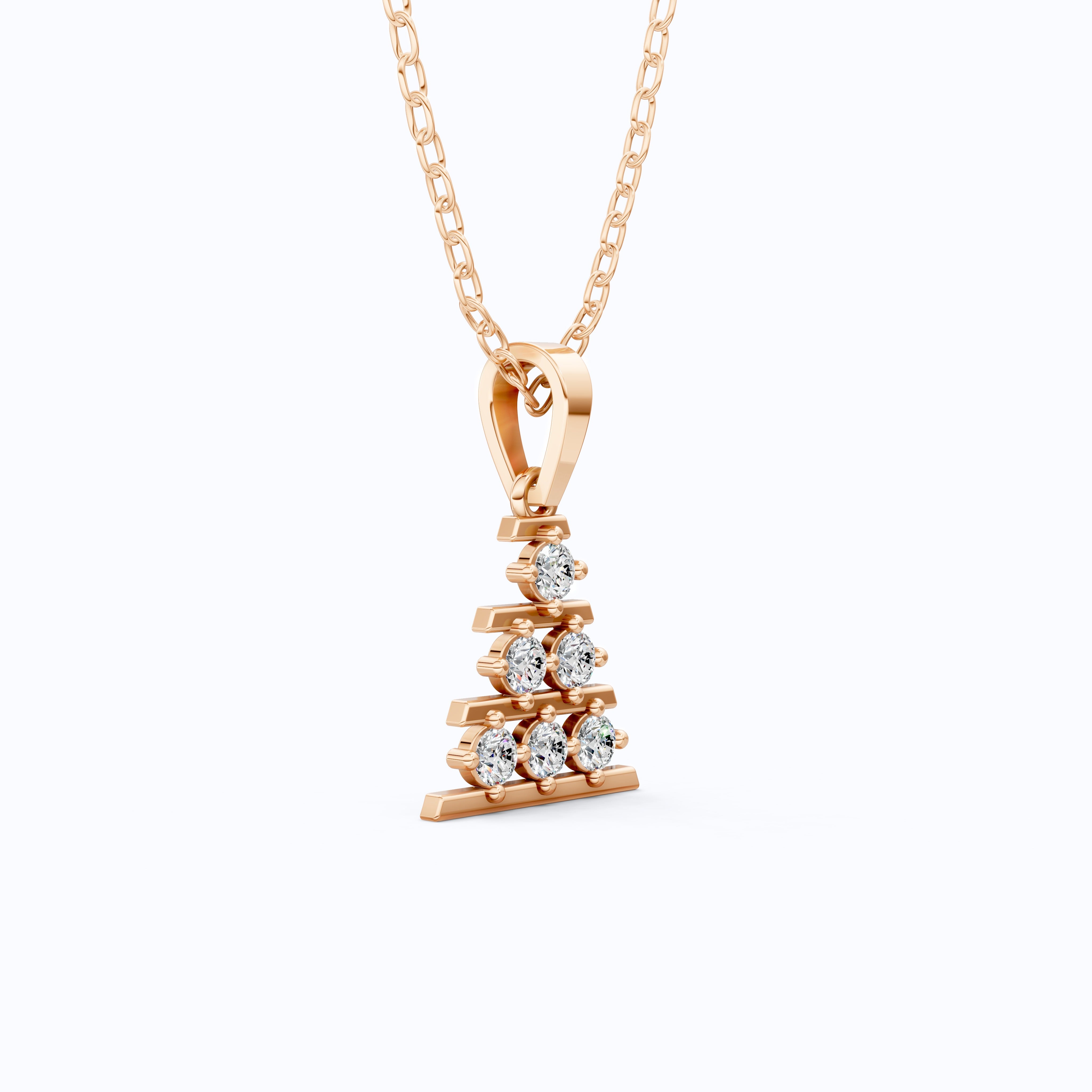 Minimalist Christmas Tree Cluster Pendant in Lab Diamond – 14k Solid Gold, Birthday Gift for Her, Unique Everyday Jewelry, Tiny Pendant