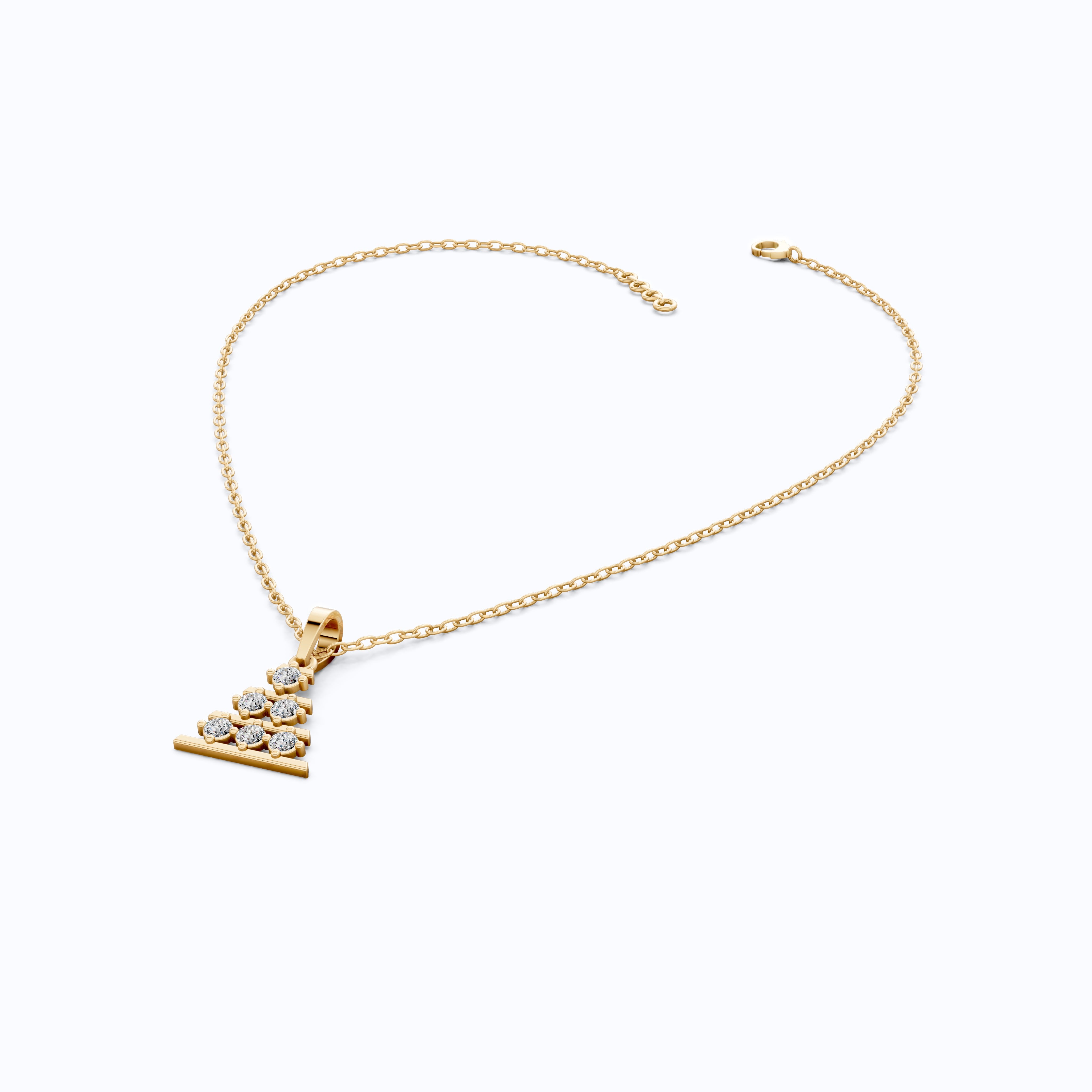 Minimalist Christmas Tree Cluster Pendant in Lab Diamond – 14k Solid Gold, Birthday Gift for Her, Unique Everyday Jewelry, Tiny Pendant