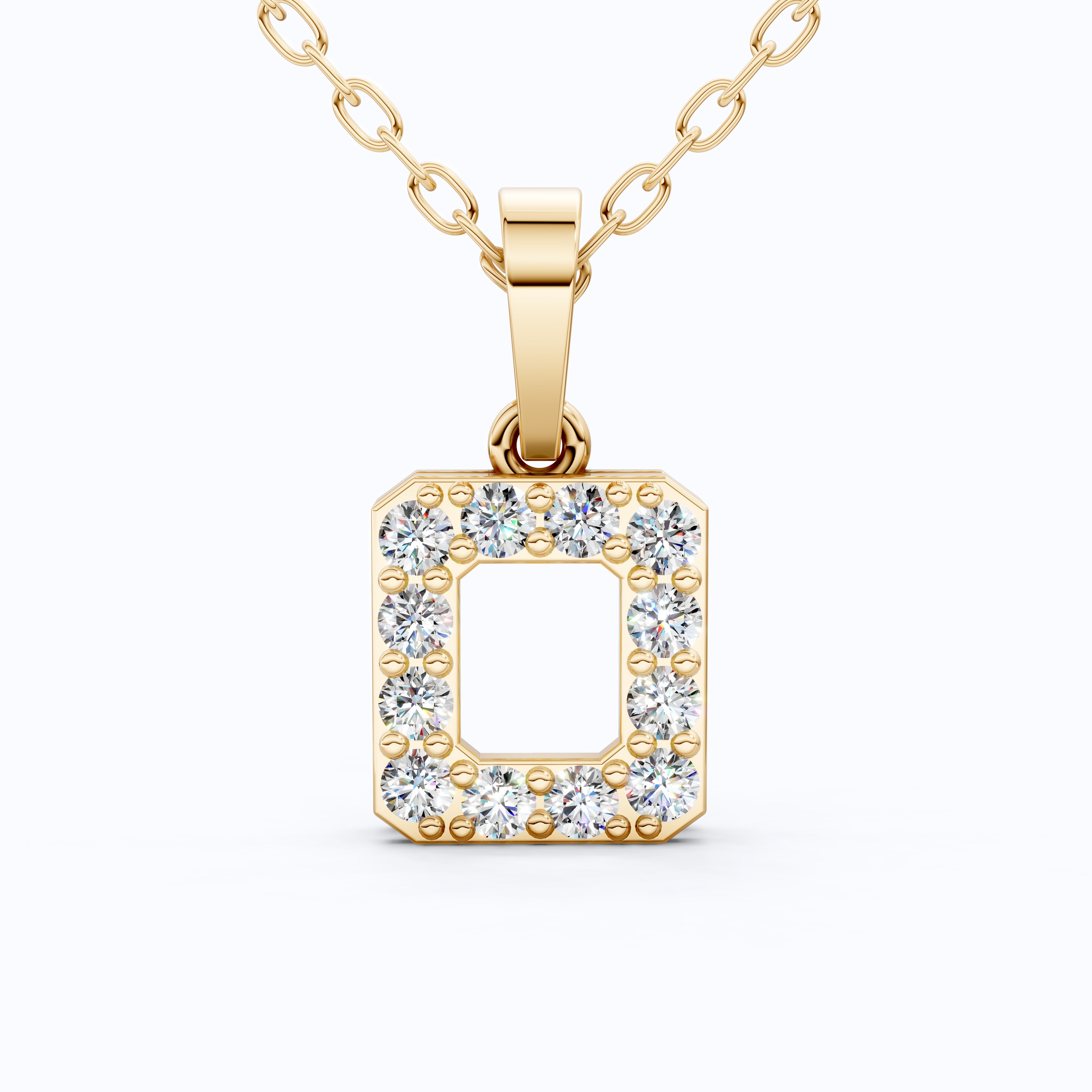 Tiny Open Square Halo Pendant in 14K Solid Gold, 0.30 TCW Round Cut Lab Created Diamonds, Everyday Jewelry, Birthday Gift for Daughter