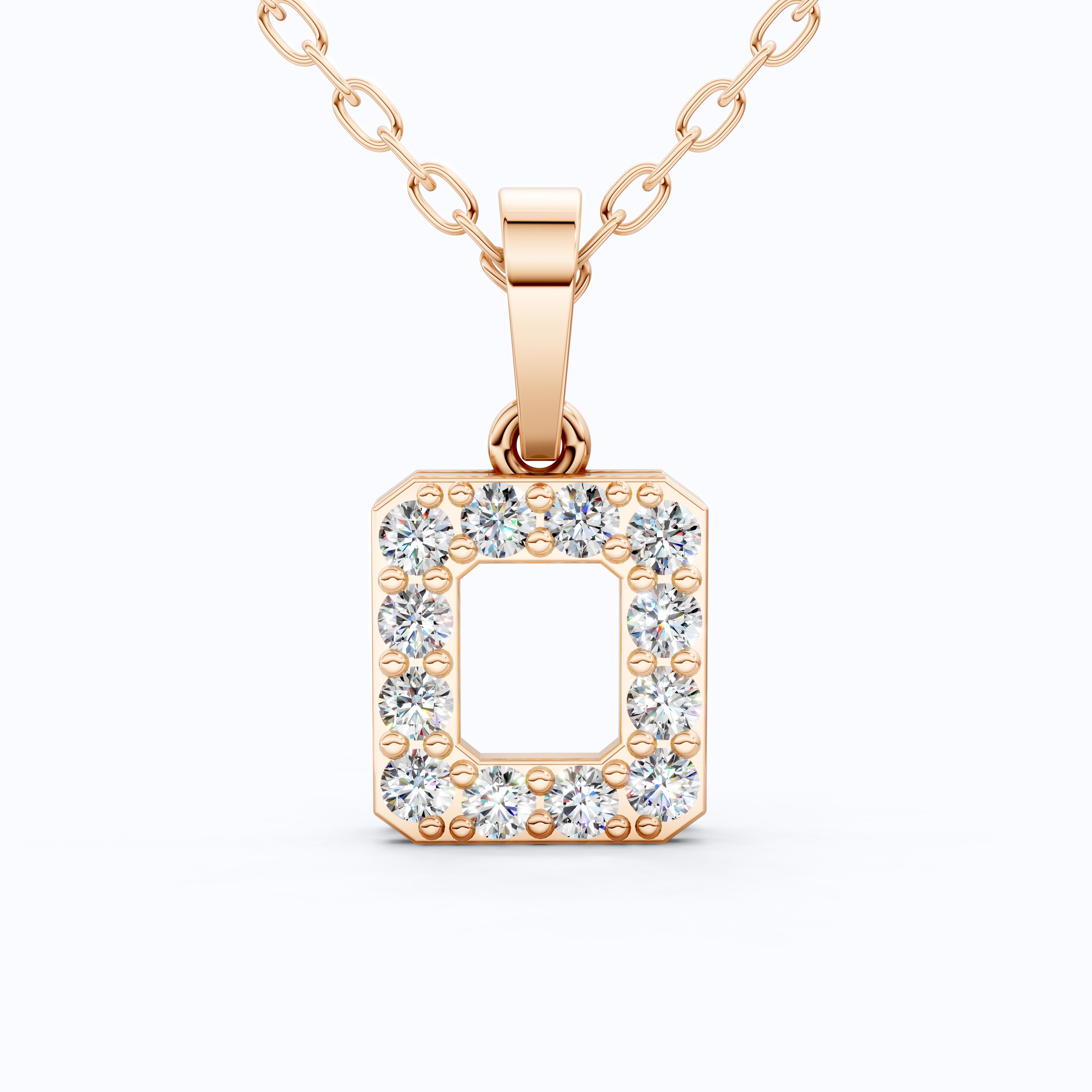 Tiny Open Square Halo Pendant in 14K Solid Gold, 0.30 TCW Round Cut Lab Created Diamonds, Everyday Jewelry, Birthday Gift for Daughter