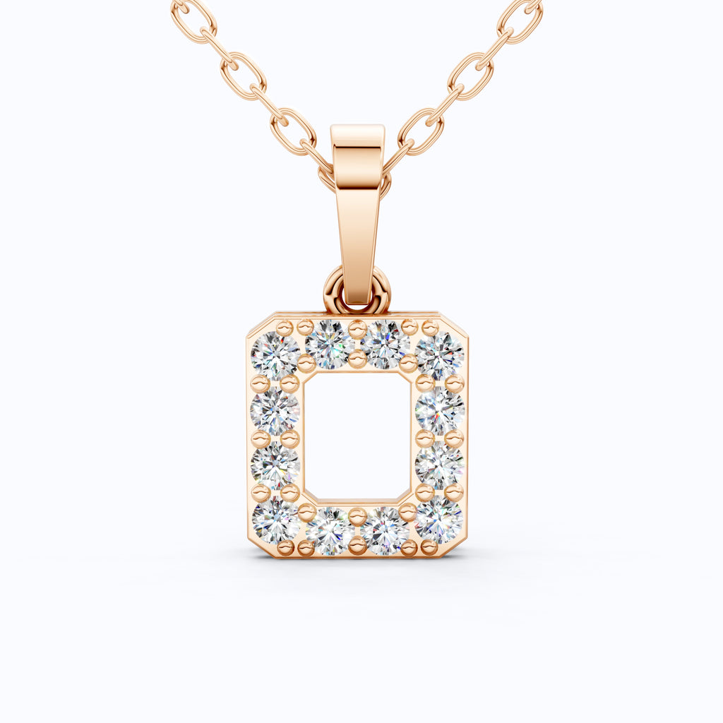 Tiny Open Square Halo Pendant in 14K Solid Gold, 0.30 TCW Round Cut Lab Created Diamonds, Everyday Jewelry, Birthday Gift for Daughter