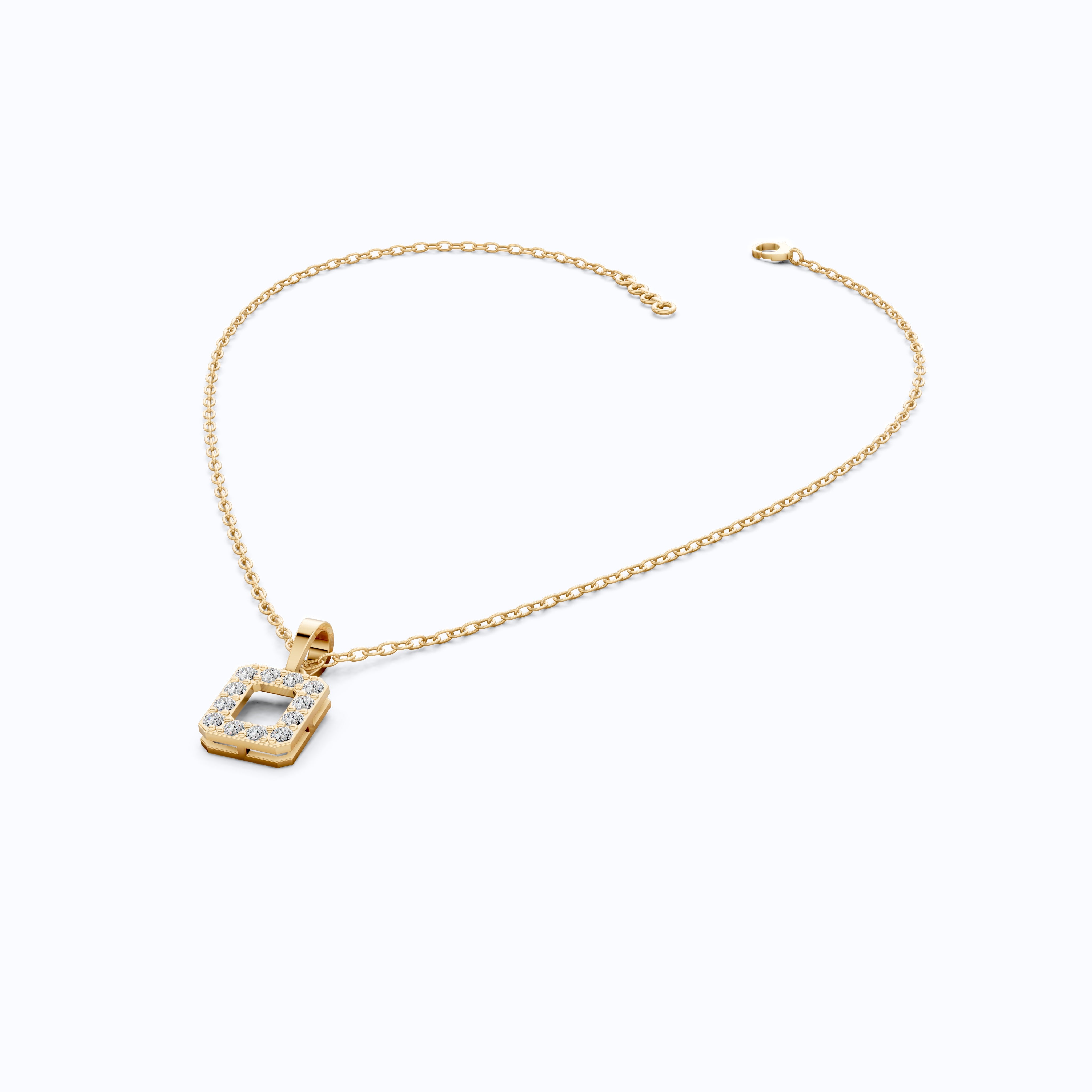 Tiny Open Square Halo Pendant in 14K Solid Gold, 0.30 TCW Round Cut Lab Created Diamonds, Everyday Jewelry, Birthday Gift for Daughter