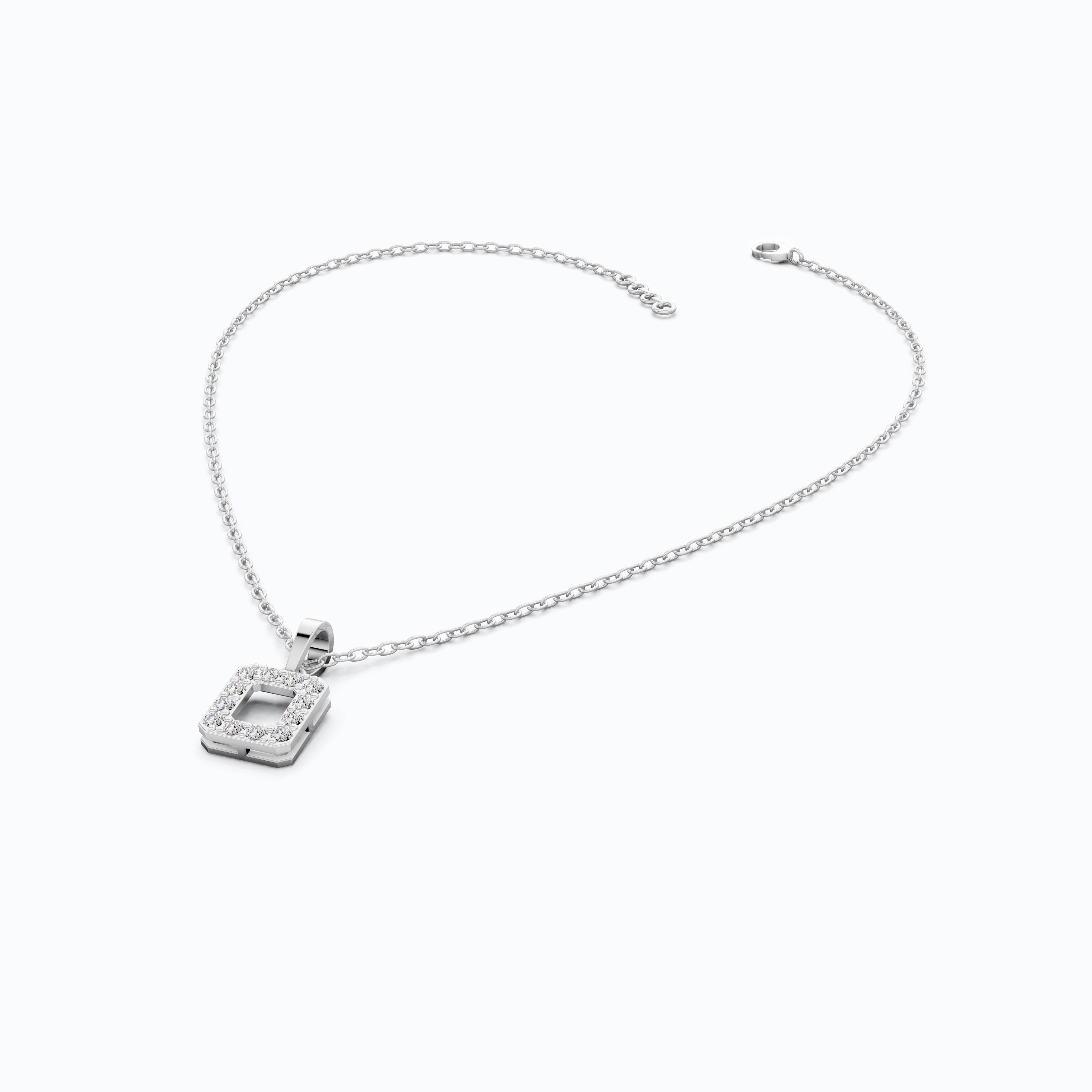 Tiny Open Square Halo Pendant in 14K Solid Gold, 0.30 TCW Round Cut Lab Created Diamonds, Everyday Jewelry, Birthday Gift for Daughter