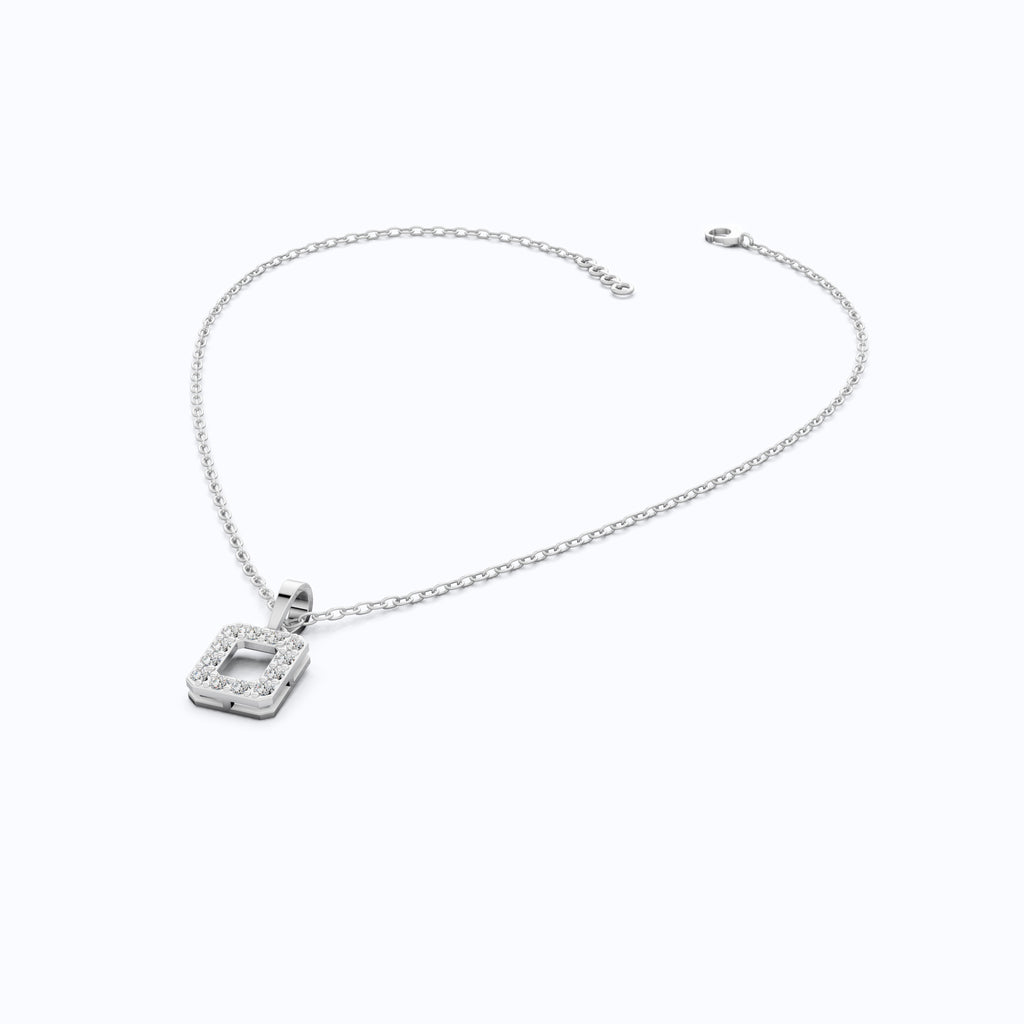 Tiny Open Square Halo Pendant in 14K Solid Gold, 0.30 TCW Round Cut Lab Created Diamonds, Everyday Jewelry, Birthday Gift for Daughter