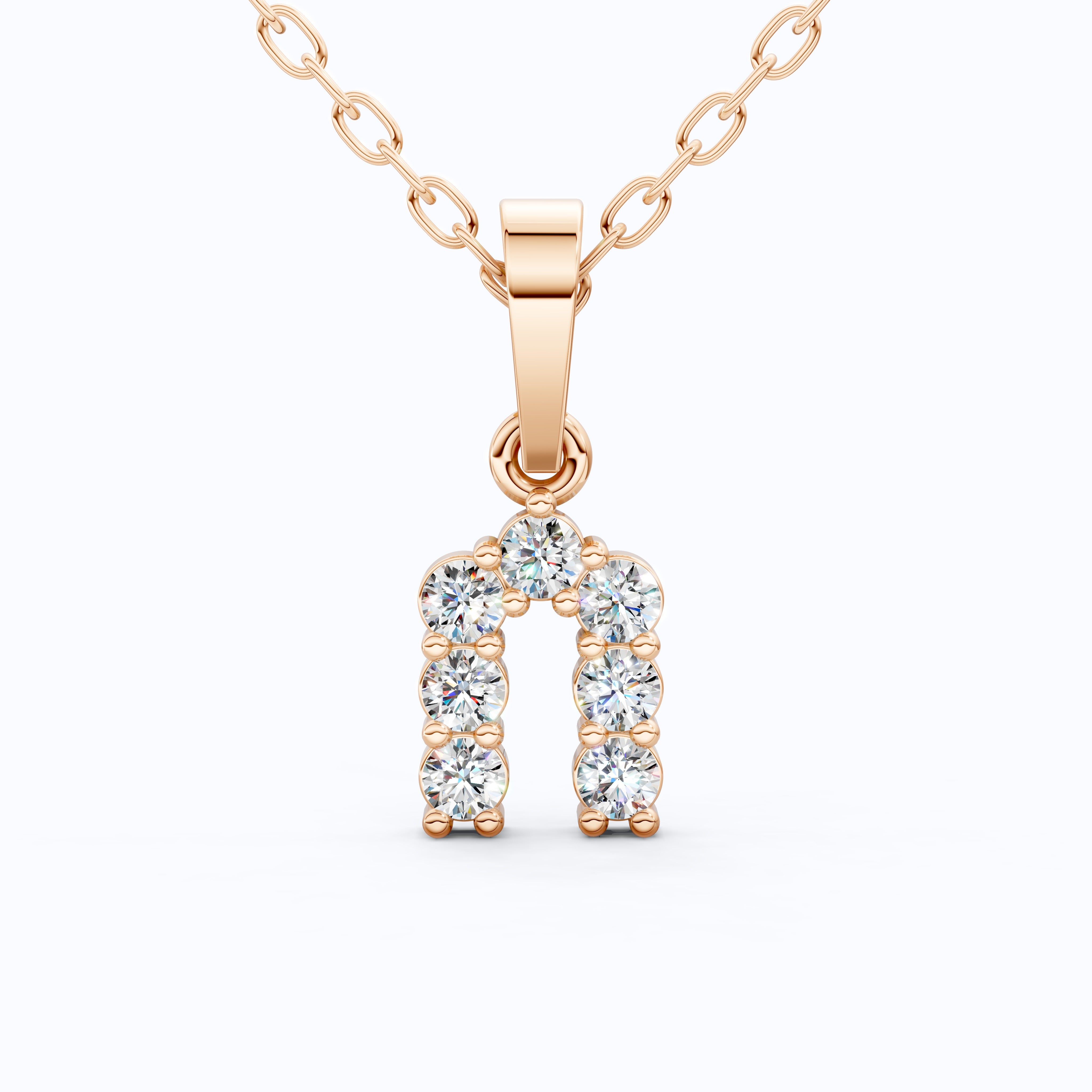 Curved Initial Letter Everyday Pendant in 14K Solid Gold, 0.25 TCW Round Cut Lab Created Diamonds, Dainty Fine Jewelry, Birthday Gift for Her
