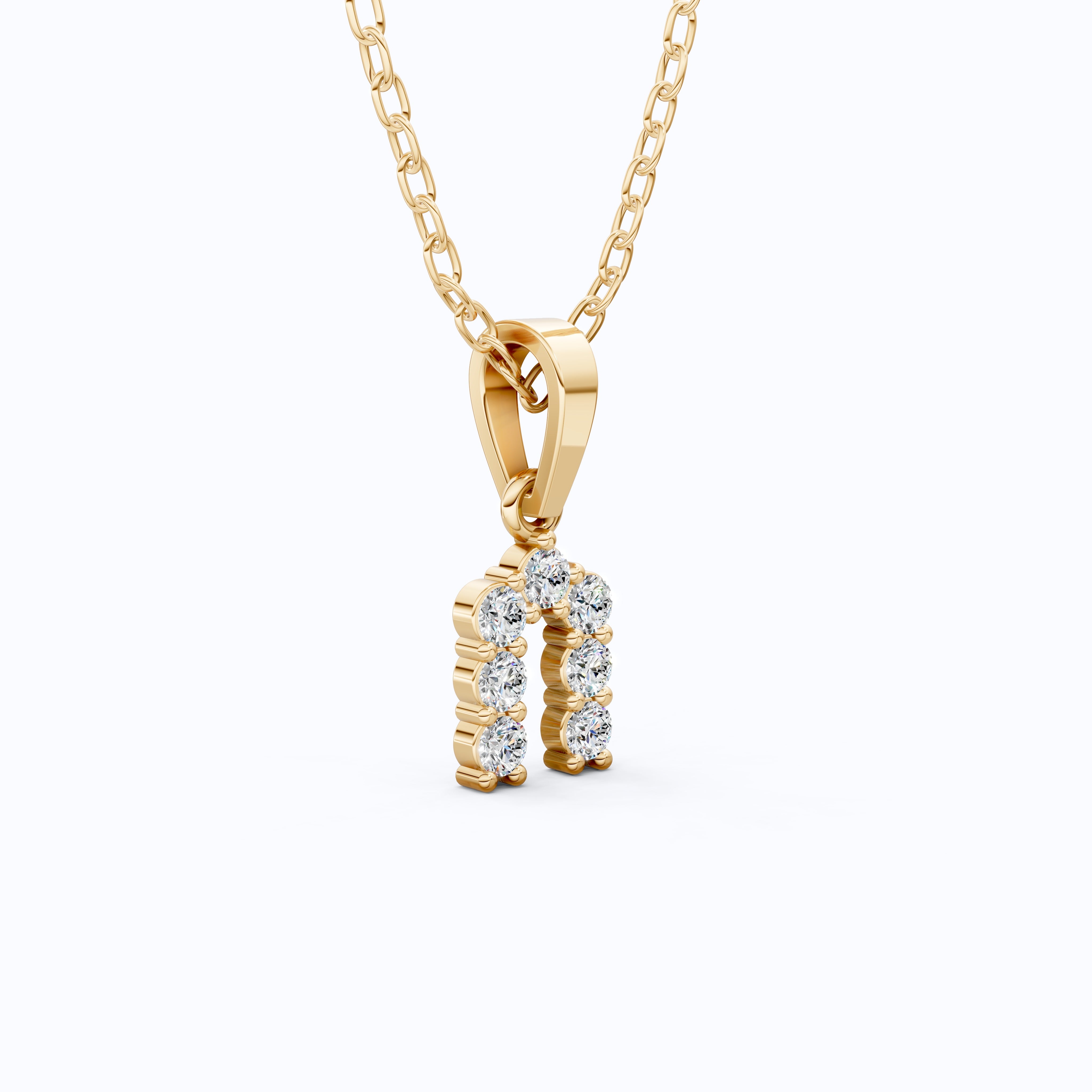 Curved Initial Letter Everyday Pendant in 14K Solid Gold, 0.25 TCW Round Cut Lab Created Diamonds, Dainty Fine Jewelry, Birthday Gift for Her