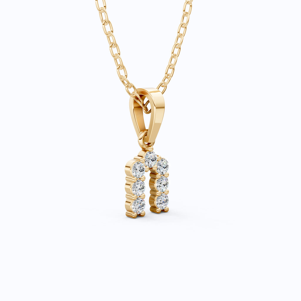 Curved Initial Letter Everyday Pendant in 14K Solid Gold, 0.25 TCW Round Cut Lab Created Diamonds, Dainty Fine Jewelry, Birthday Gift for Her