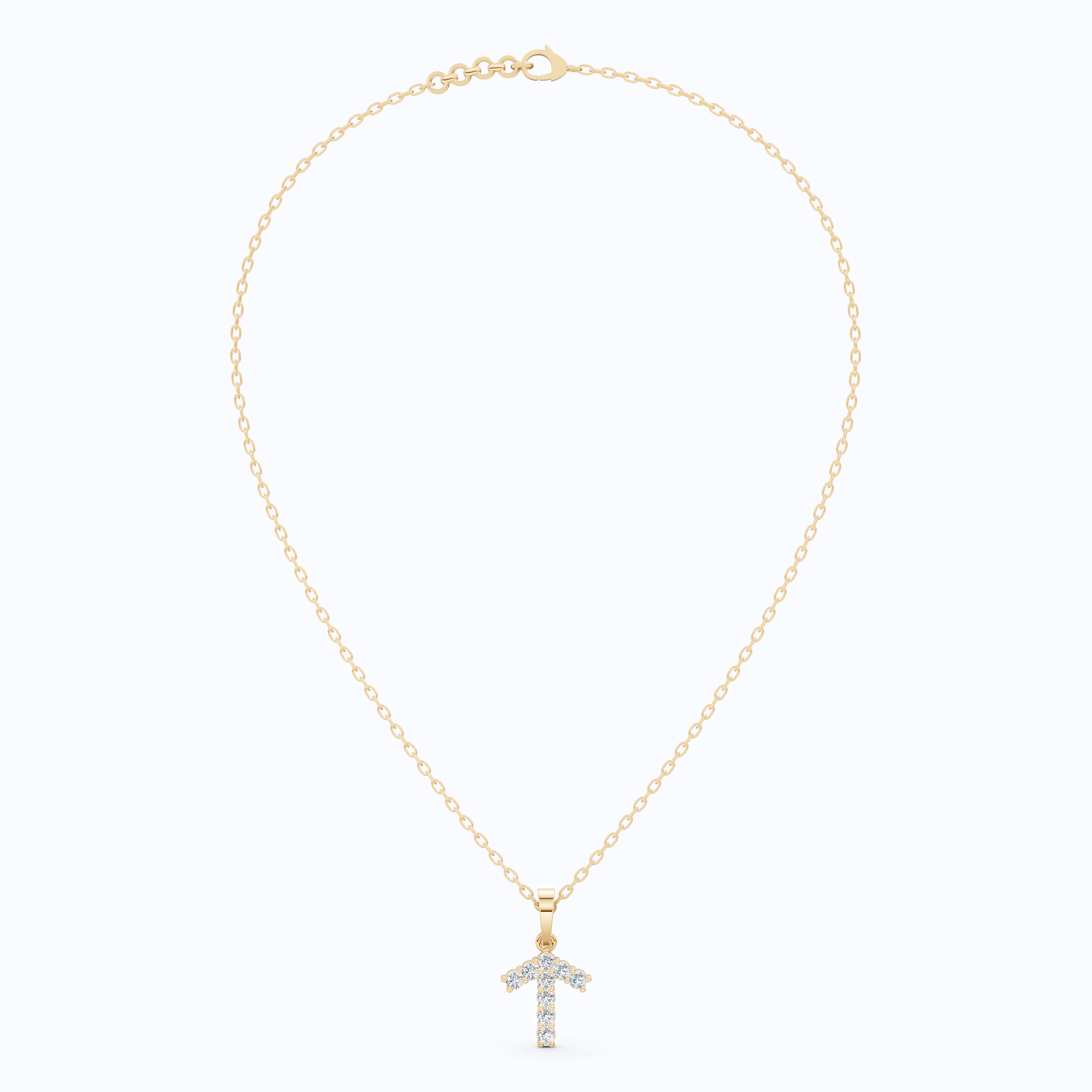 Dainty Arrow Everyday Pendant in 14K Solid Gold, 0.32 TCW Round Cut Lab Grown Diamonds, Birthday Pendant, Anniversary Gift for Her