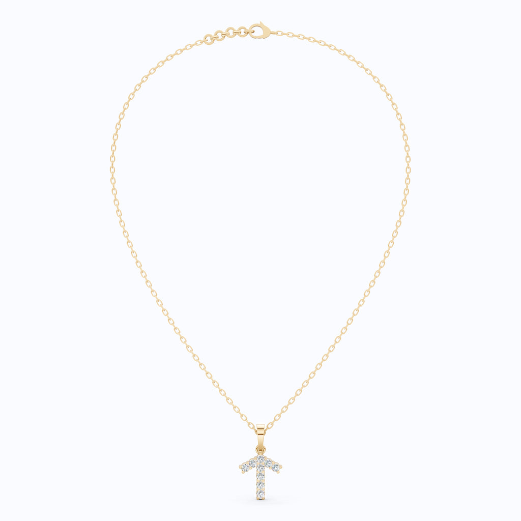Dainty Arrow Everyday Pendant in 14K Solid Gold, 0.32 TCW Round Cut Lab Grown Diamonds, Birthday Pendant, Anniversary Gift for Her