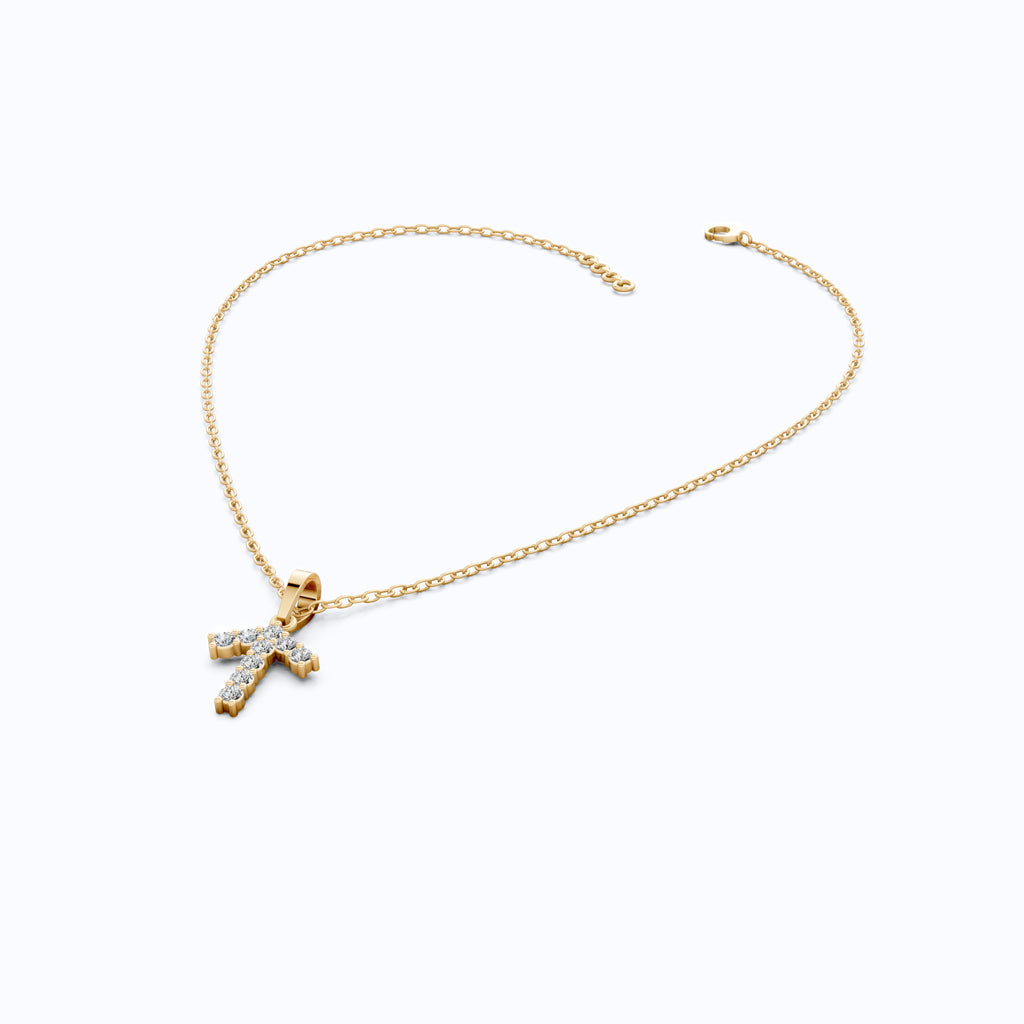 Dainty Arrow Everyday Pendant in 14K Solid Gold, 0.32 TCW Round Cut Lab Grown Diamonds, Birthday Pendant, Anniversary Gift for Her