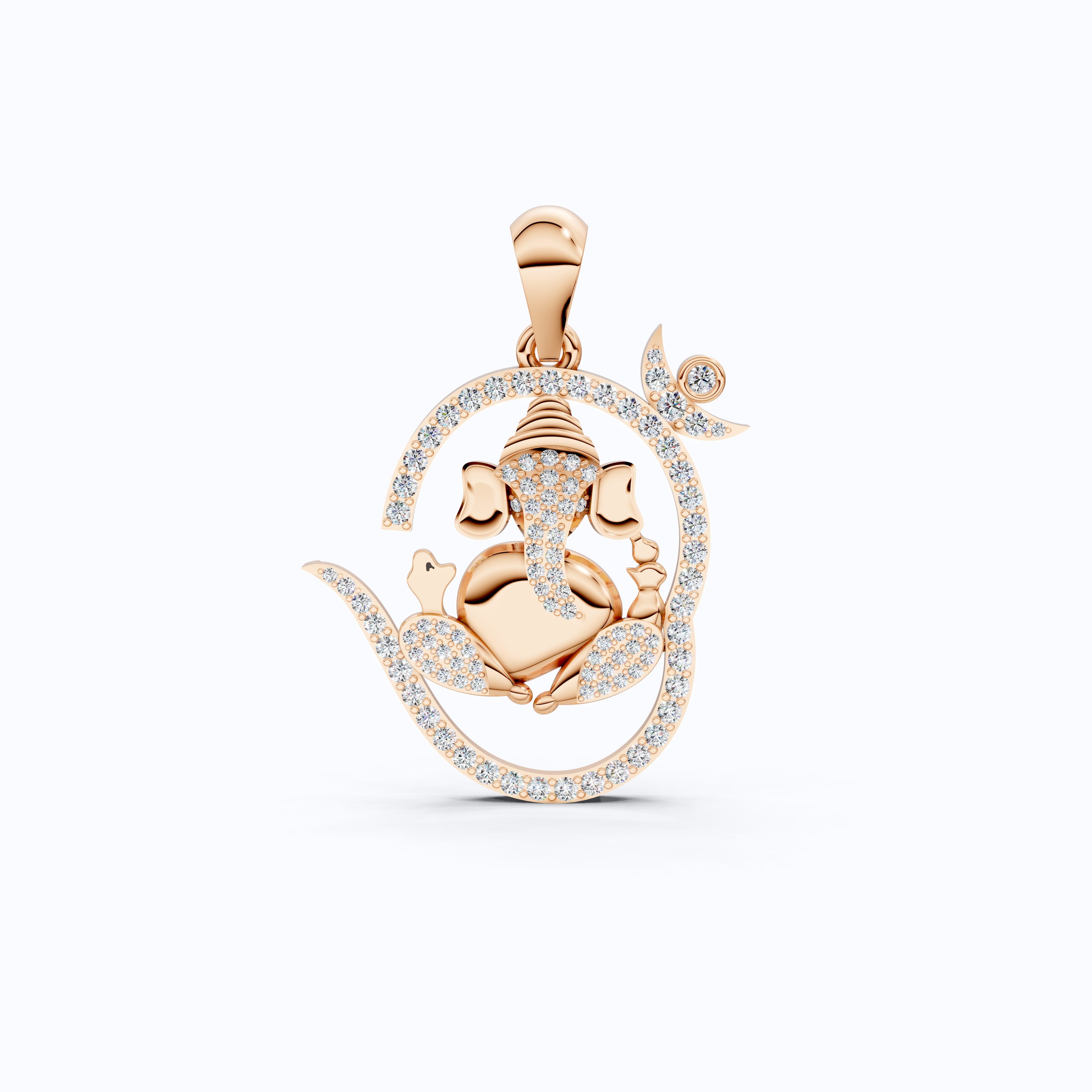 Round Cut Lab Created Diamond Ganesha Pendant, Hindu Religious Charm Pendant