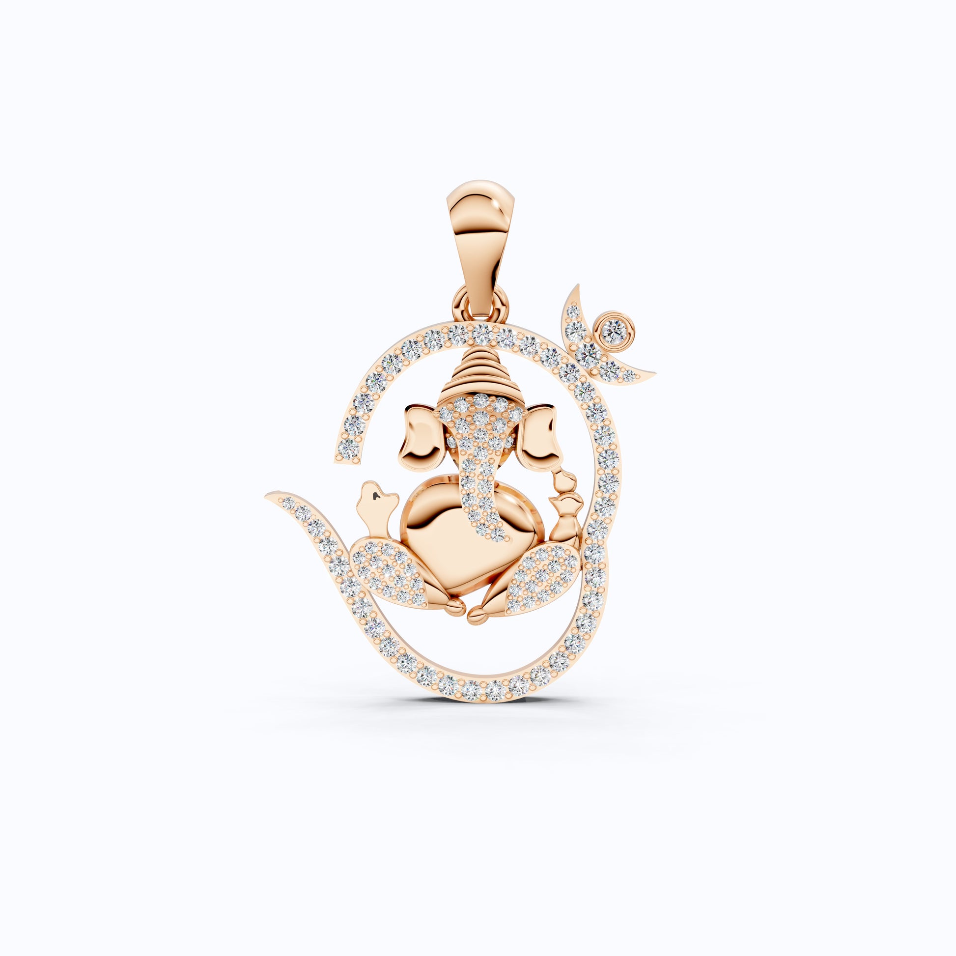 Round Cut Lab Created Diamond Ganesha Pendant, Hindu Religious Charm Pendant