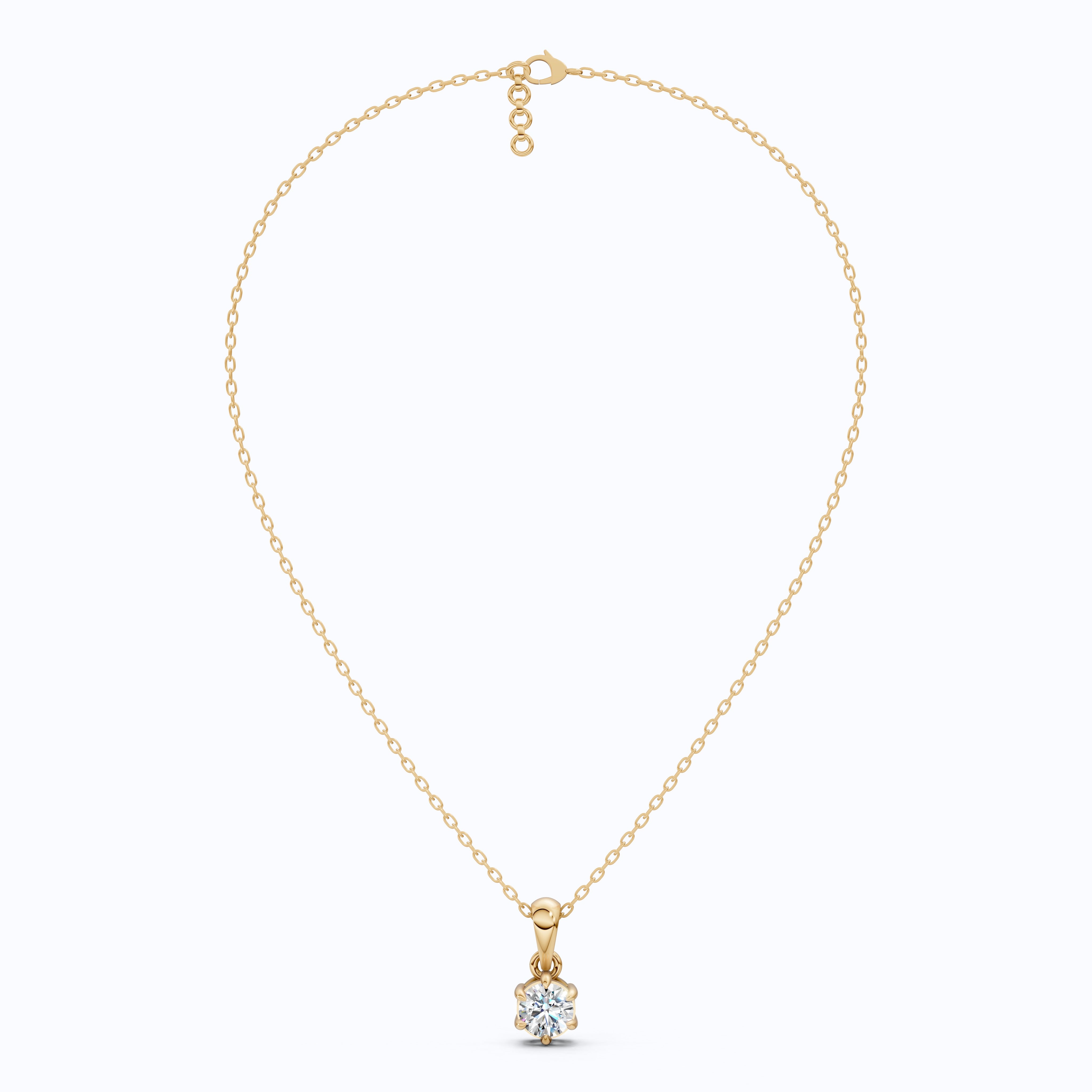 Contemporary Solitaire Wedding Pendant in 14K Solid Gold, 0.50 CT Round Cut Lab Created Diamond, Everyday Pendant, Birthday Gift For Girl