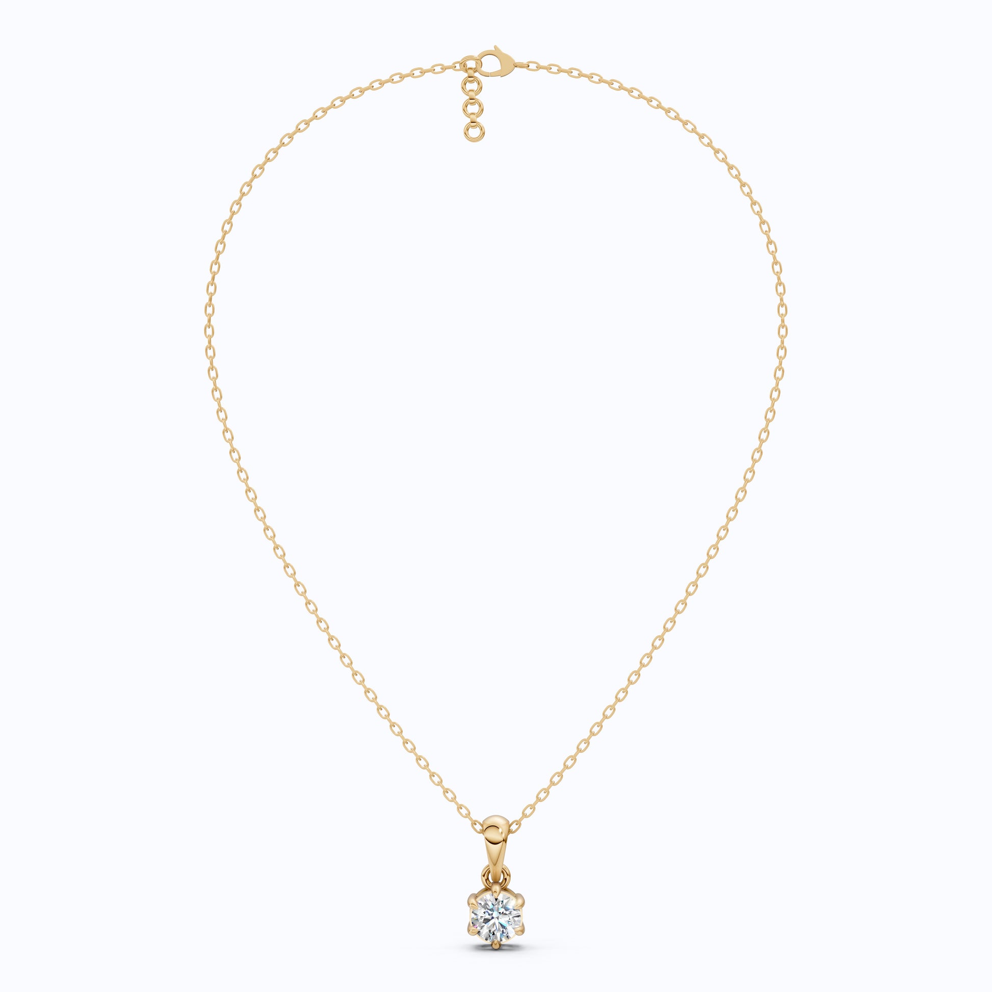 Contemporary Solitaire Wedding Pendant in 14K Solid Gold, 0.50 CT Round Cut Lab Created Diamond, Everyday Pendant, Birthday Gift For Girl