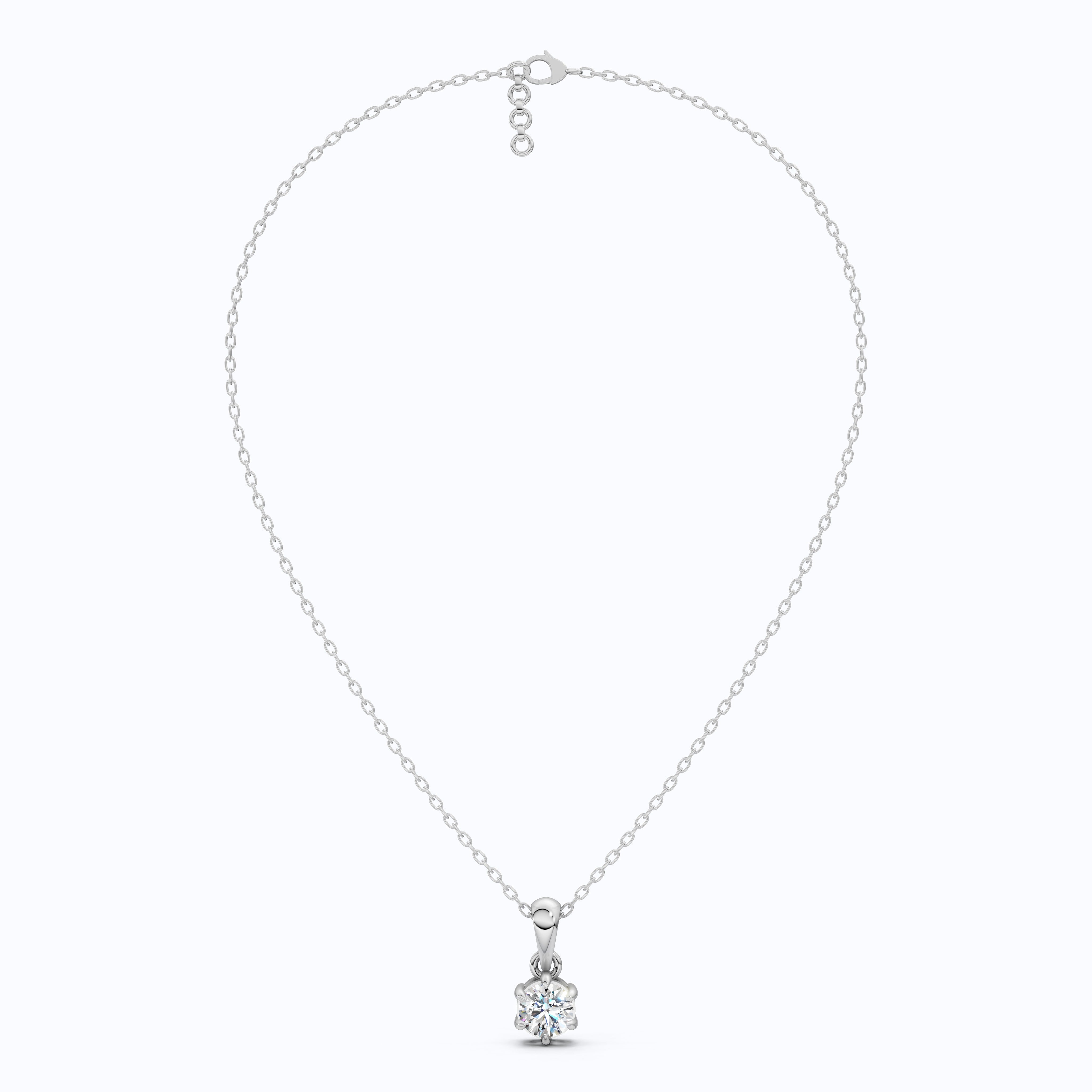 Contemporary Solitaire Wedding Pendant in 14K Solid Gold, 0.50 CT Round Cut Lab Created Diamond, Everyday Pendant, Birthday Gift For Girl