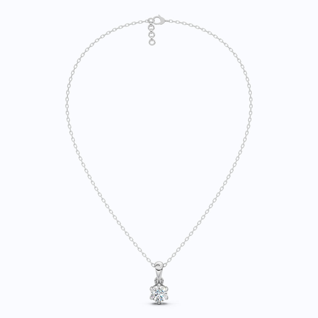 Contemporary Solitaire Wedding Pendant in 14K Solid Gold, 0.50 CT Round Cut Lab Created Diamond, Everyday Pendant, Birthday Gift For Girl