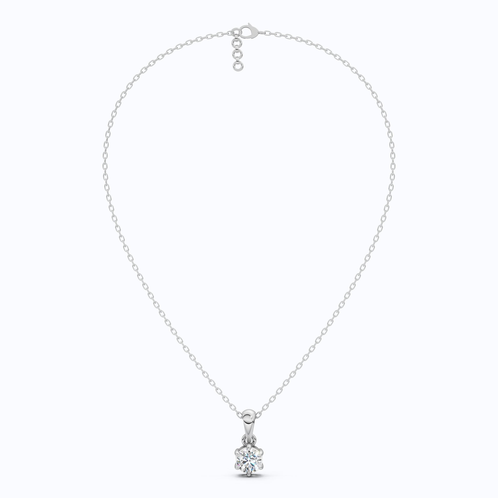 Contemporary Solitaire Wedding Pendant in 14K Solid Gold, 0.50 CT Round Cut Lab Created Diamond, Everyday Pendant, Birthday Gift For Girl