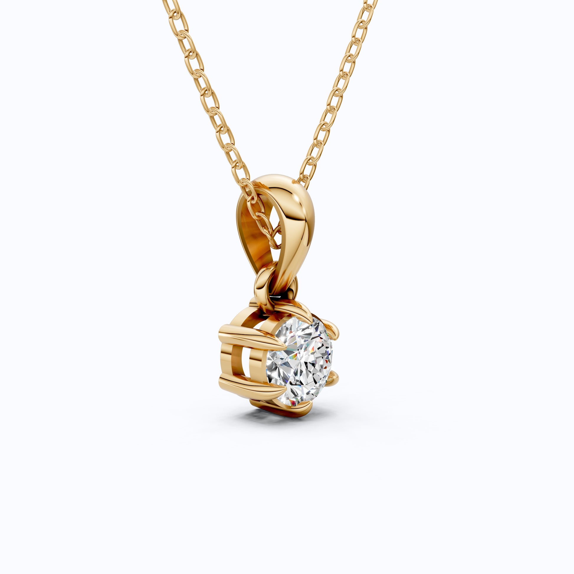 Contemporary Solitaire Wedding Pendant in 14K Solid Gold, 0.50 CT Round Cut Lab Created Diamond, Everyday Pendant, Birthday Gift For Girl