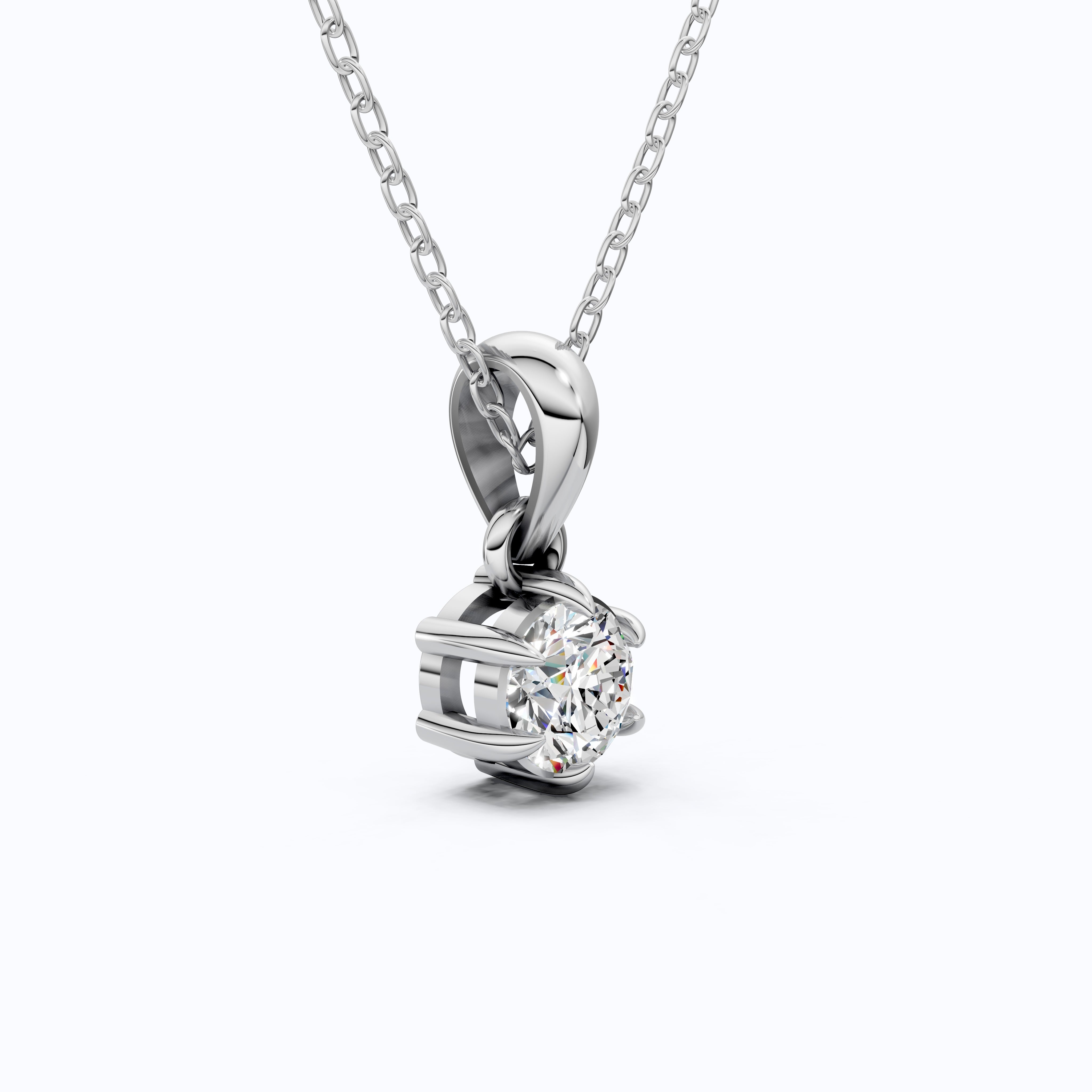 Contemporary Solitaire Wedding Pendant in 14K Solid Gold, 0.50 CT Round Cut Lab Created Diamond, Everyday Pendant, Birthday Gift For Girl