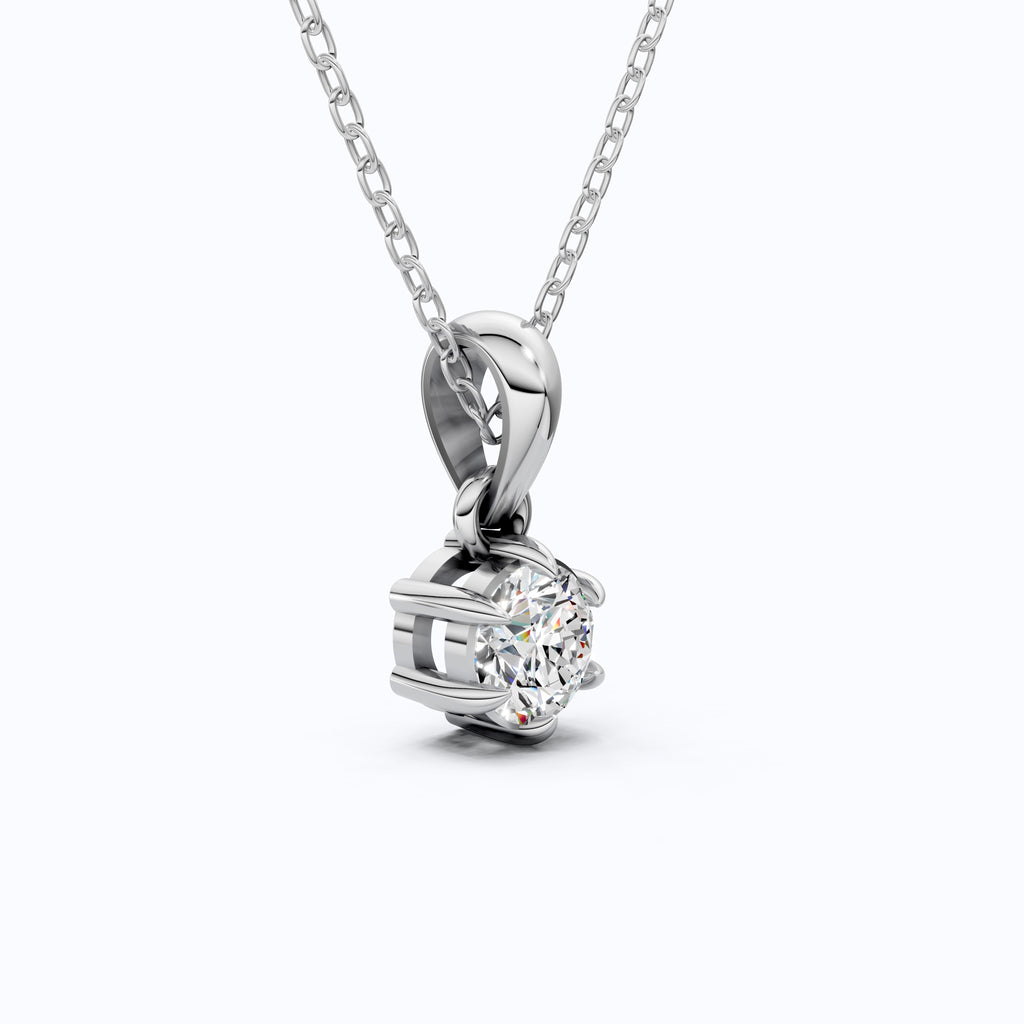 Contemporary Solitaire Wedding Pendant in 14K Solid Gold, 0.50 CT Round Cut Lab Created Diamond, Everyday Pendant, Birthday Gift For Girl