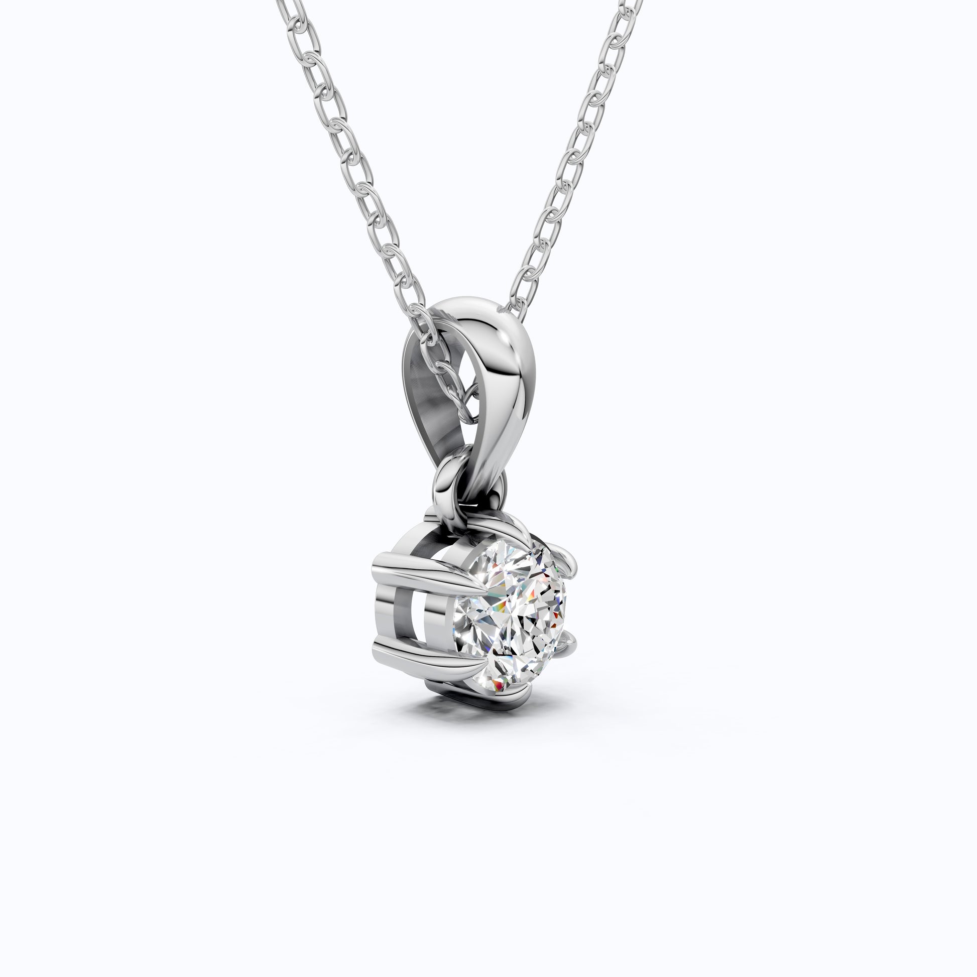 Contemporary Solitaire Wedding Pendant in 14K Solid Gold, 0.50 CT Round Cut Lab Created Diamond, Everyday Pendant, Birthday Gift For Girl