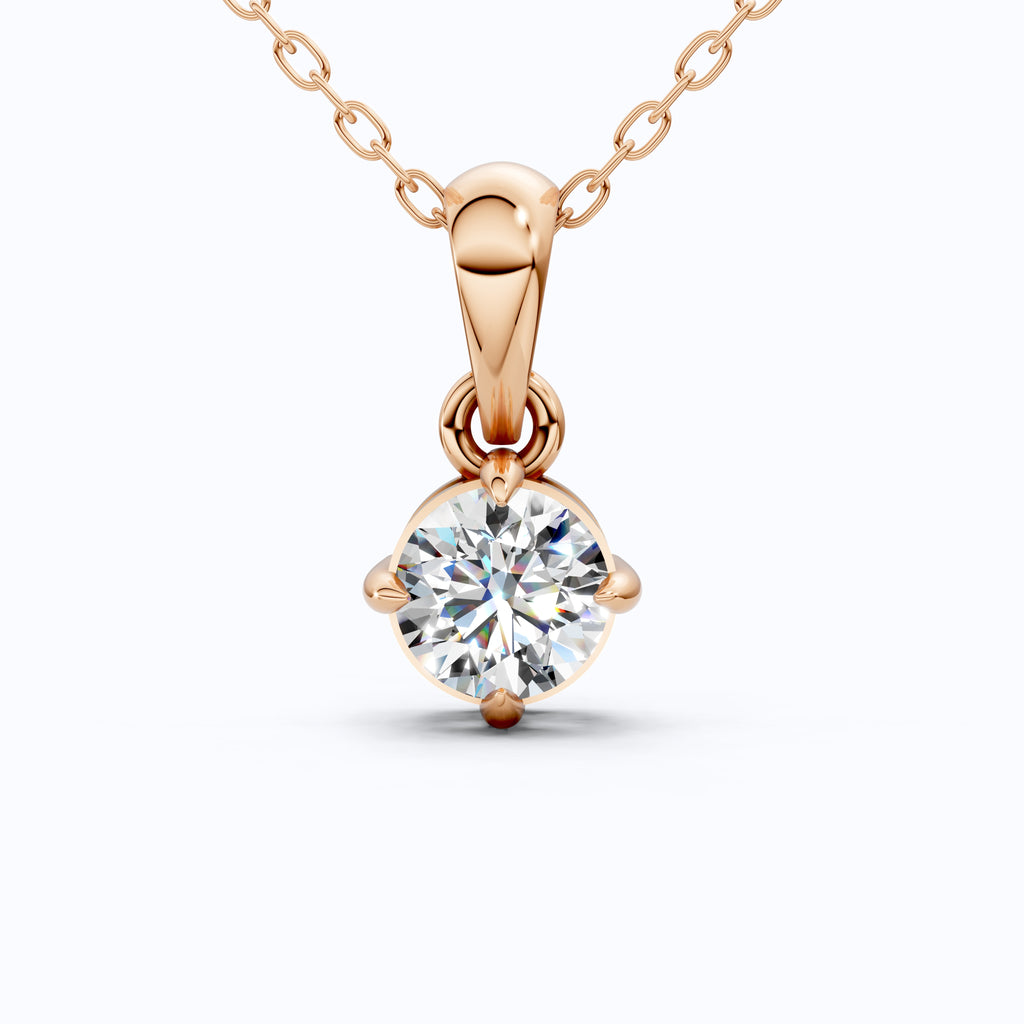0.50 CT Round Cut Lab Diamond Classic Solitaire Wedding Pendant in 14K Solid Gold, Diamond Pendant Gift for Wife, Everyday Pendant