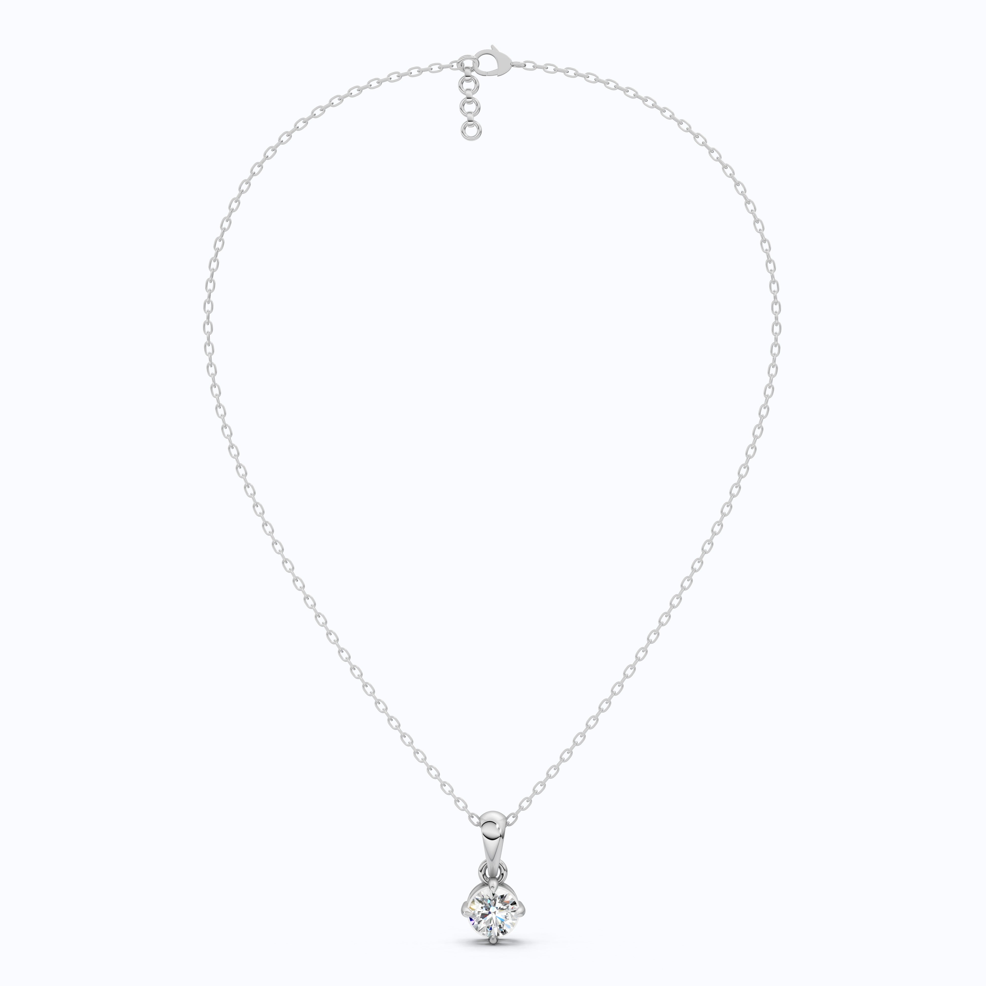Classic Round Solitaire Pendant in Lab Diamond or Moissanite – Solid 14k Gold or Sterling Silver Diamond Pendant Gift for Wife, Everyday Pendant