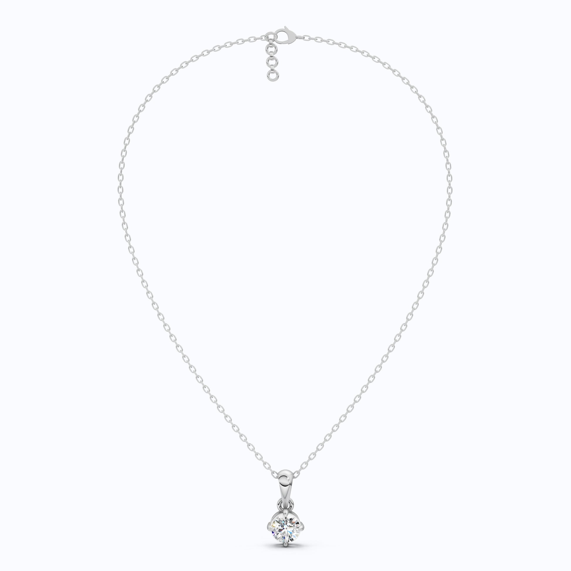 Classic Round Solitaire Pendant in Lab Diamond or Moissanite – Solid 14k Gold or Sterling Silver Diamond Pendant Gift for Wife, Everyday Pendant
