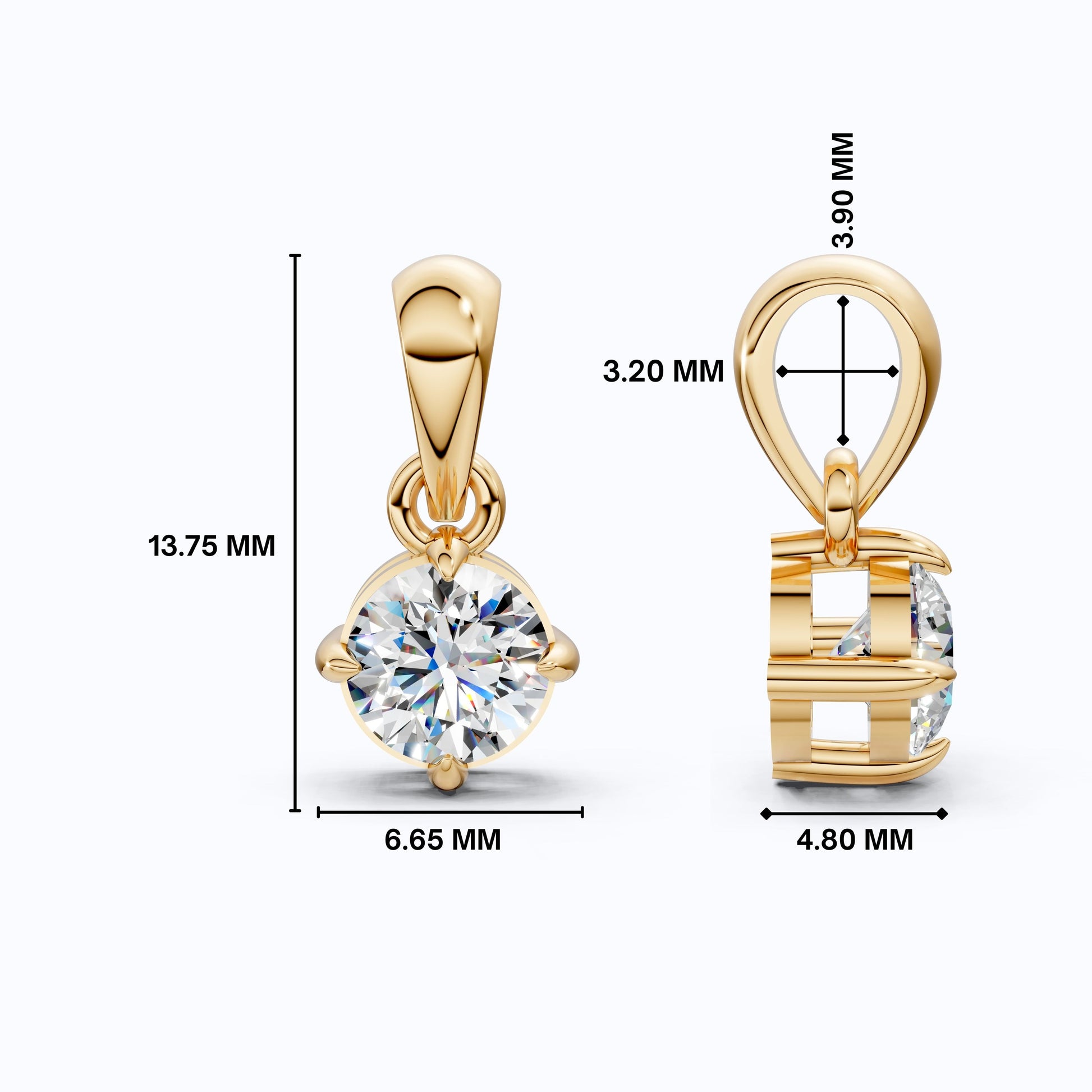 0.50 CT Round Cut Lab Diamond Classic Solitaire Wedding Pendant in 14K Solid Gold, Diamond Pendant Gift for Wife, Everyday Pendant
