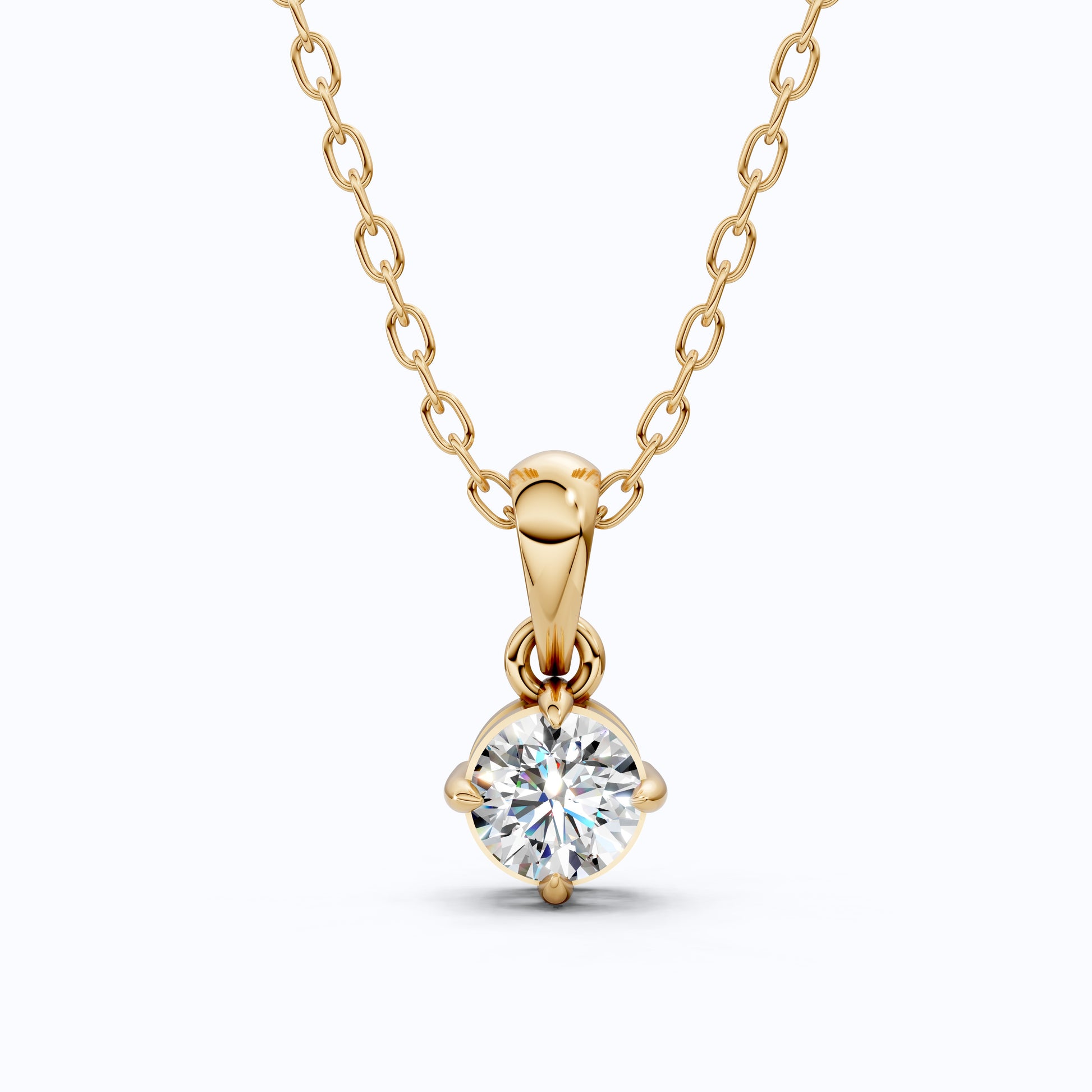 Classic Round Solitaire Pendant in Lab Diamond or Moissanite – Solid 14k Gold or Sterling Silver Diamond Pendant Gift for Wife, Everyday Pendant