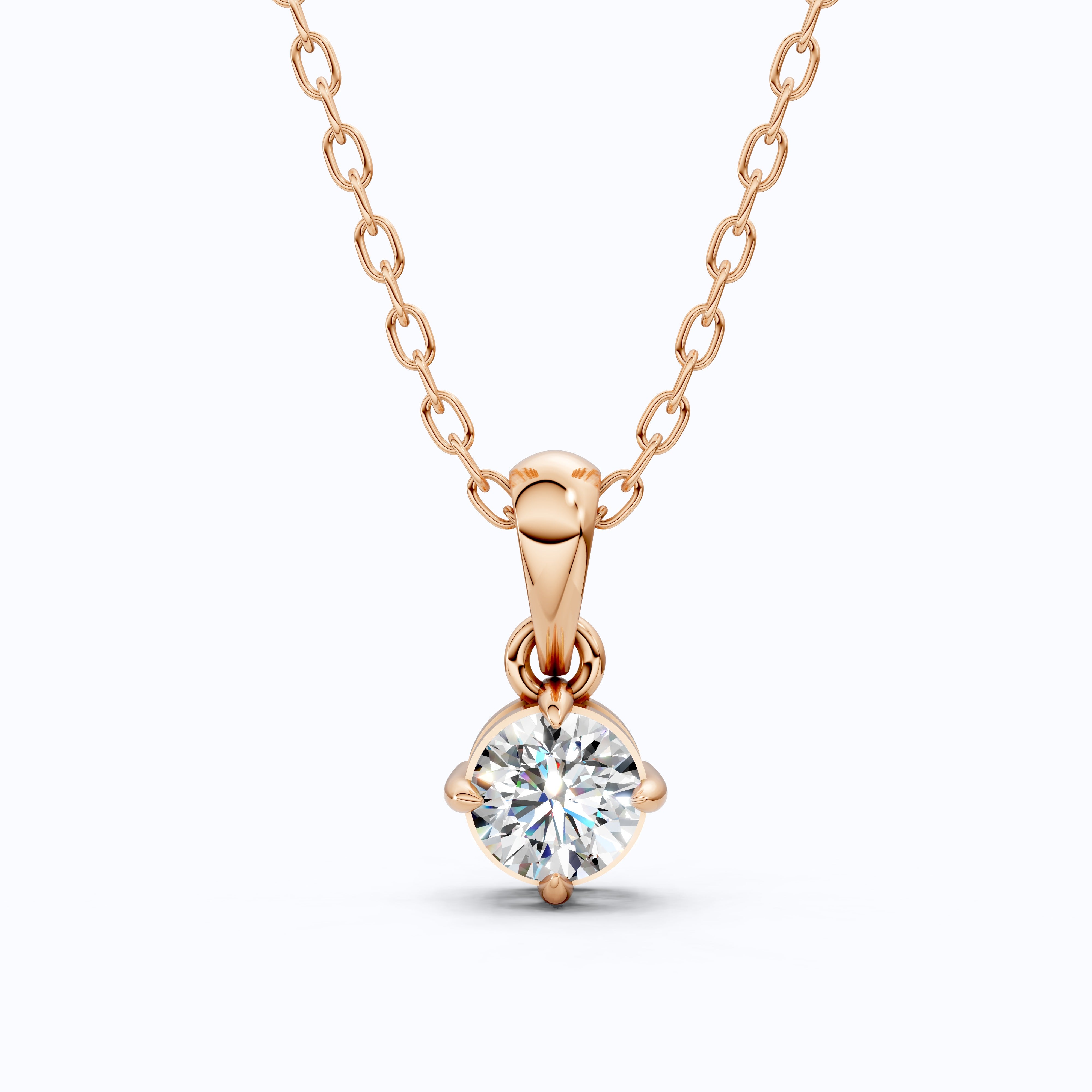 Classic Round Solitaire Pendant in Lab Diamond or Moissanite – Solid 14k Gold or Sterling Silver Diamond Pendant Gift for Wife, Everyday Pendant